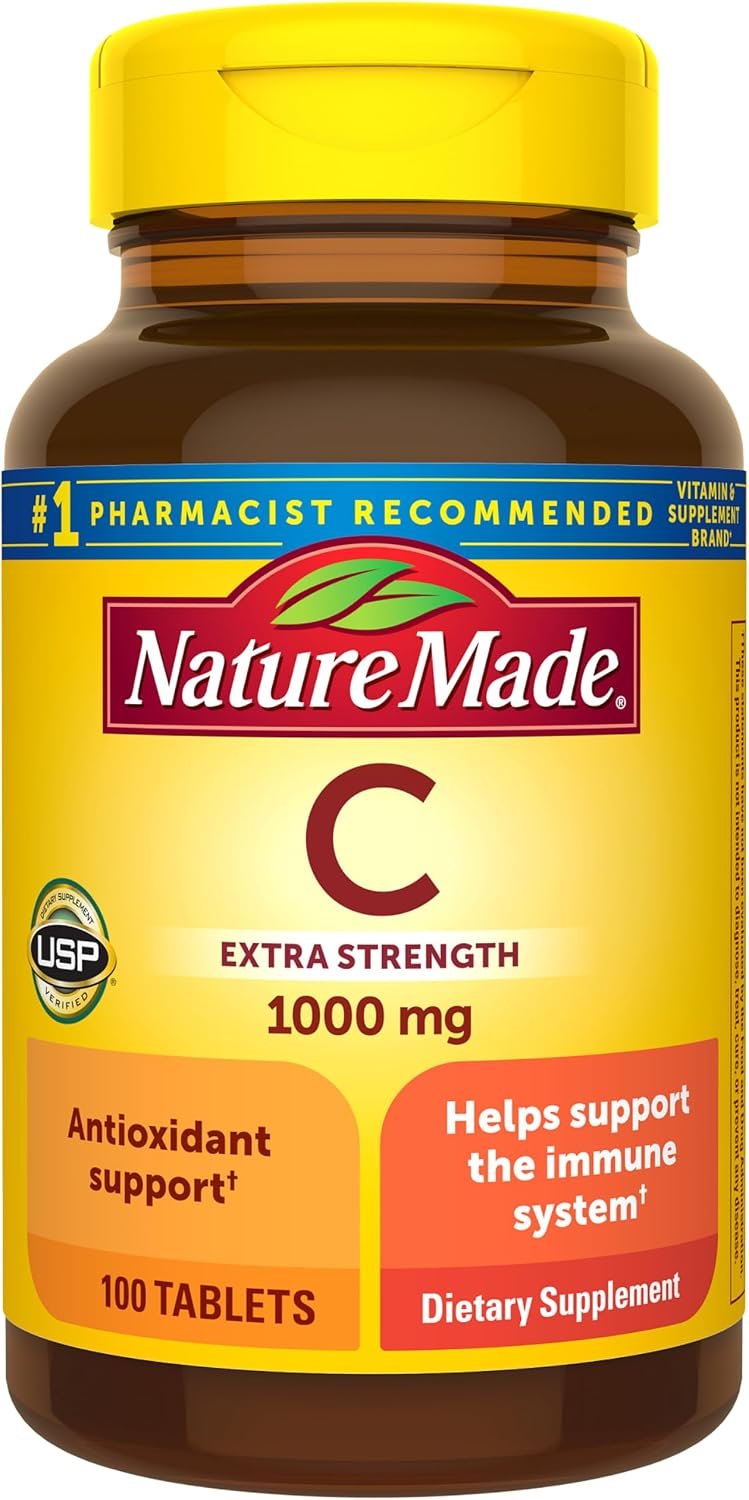 Nature Made Extra Strength Vitamin C 1000 mg Tablets, Adult Vitamin C Tablets for Immune Support, 100 Count, 100 Day Supply