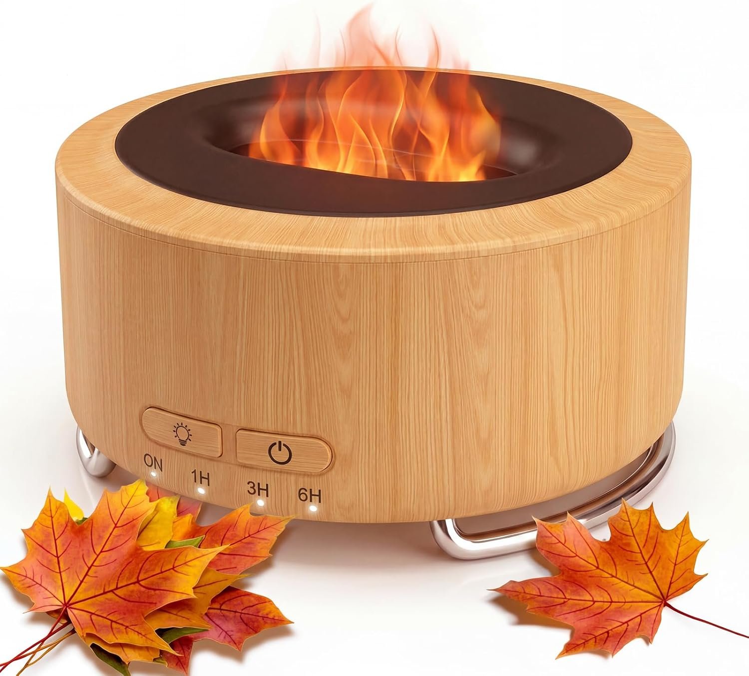 Essential Oil Diffuser for Home: 500ML Aroma Diffuser with Fireplace Flame Light & 9 Colors LED Improved – Quiet
