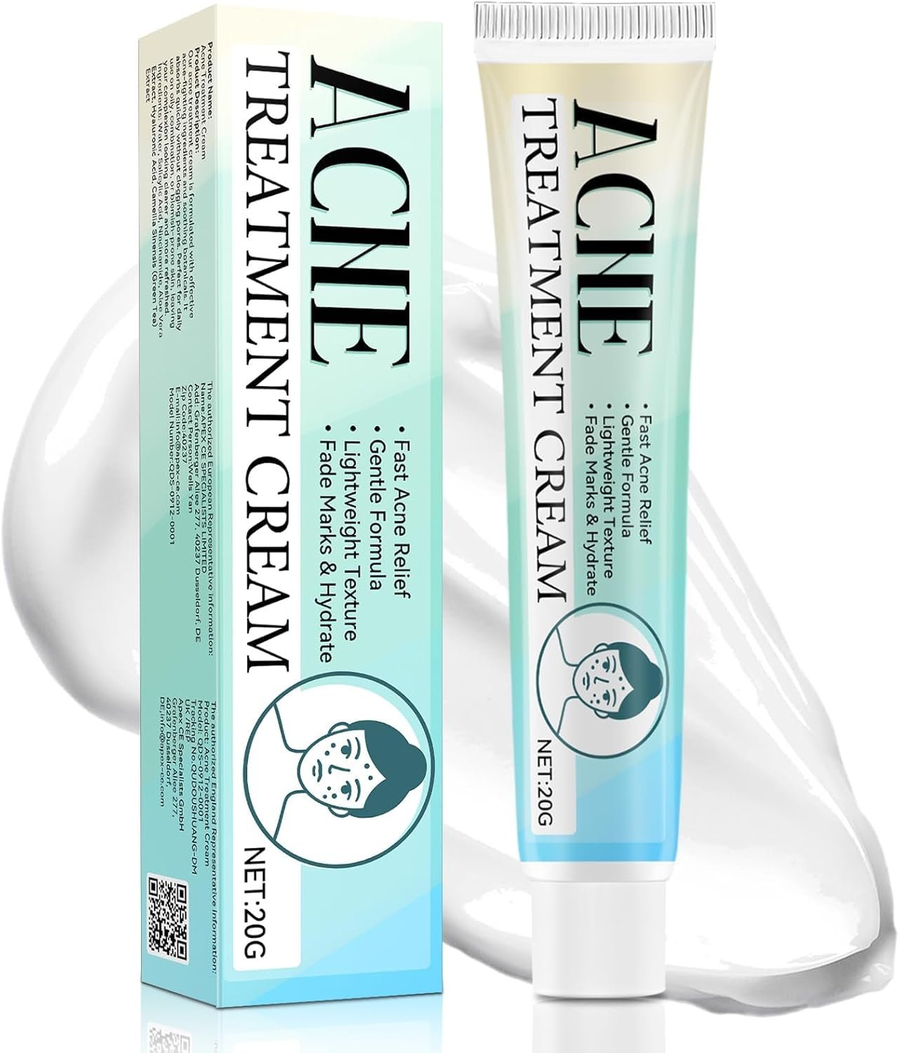 Acne Treatment for Face, Acne Cream, Pimple Cream Suitable for All Skin, Blemish Care Cream for Face and Body, Gentle Daily Skin Care for Oily & Blemish-Prone Skin, Helps Improve Skin Appearance