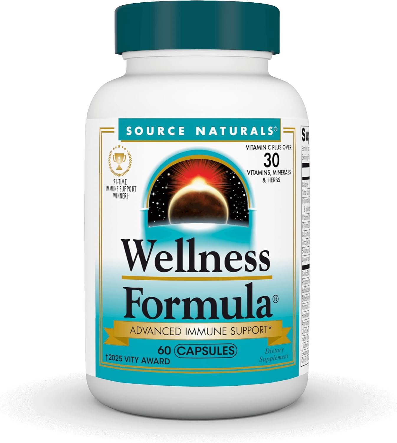 Source Naturals Wellness Formula, Advanced Immune Support – 60 Capsules | Bio-Aligned Vitamins & Herbal Defense with Vitamin C Plus 30 other Vitamins, Minerals & Herbs for Immune System Support