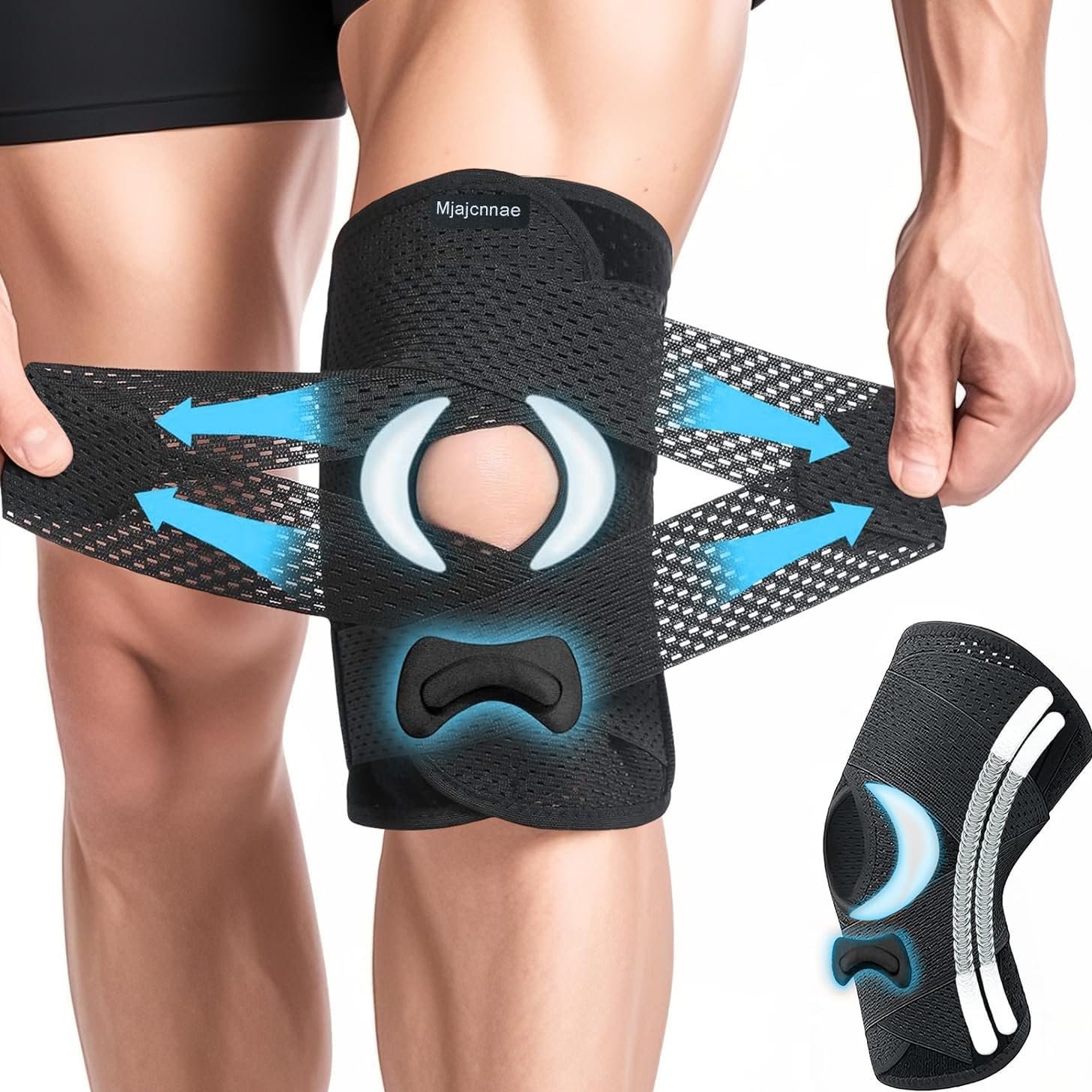 Knee Brace for Women & Men, Knee Brace for Knee Pain, Meniscus Tear, Adjustable Knee Support with Side Spring Stabilizers for Meniscus Tear, Arthritis, Patella Stability, Knee Pain Relief(XX-Large)
