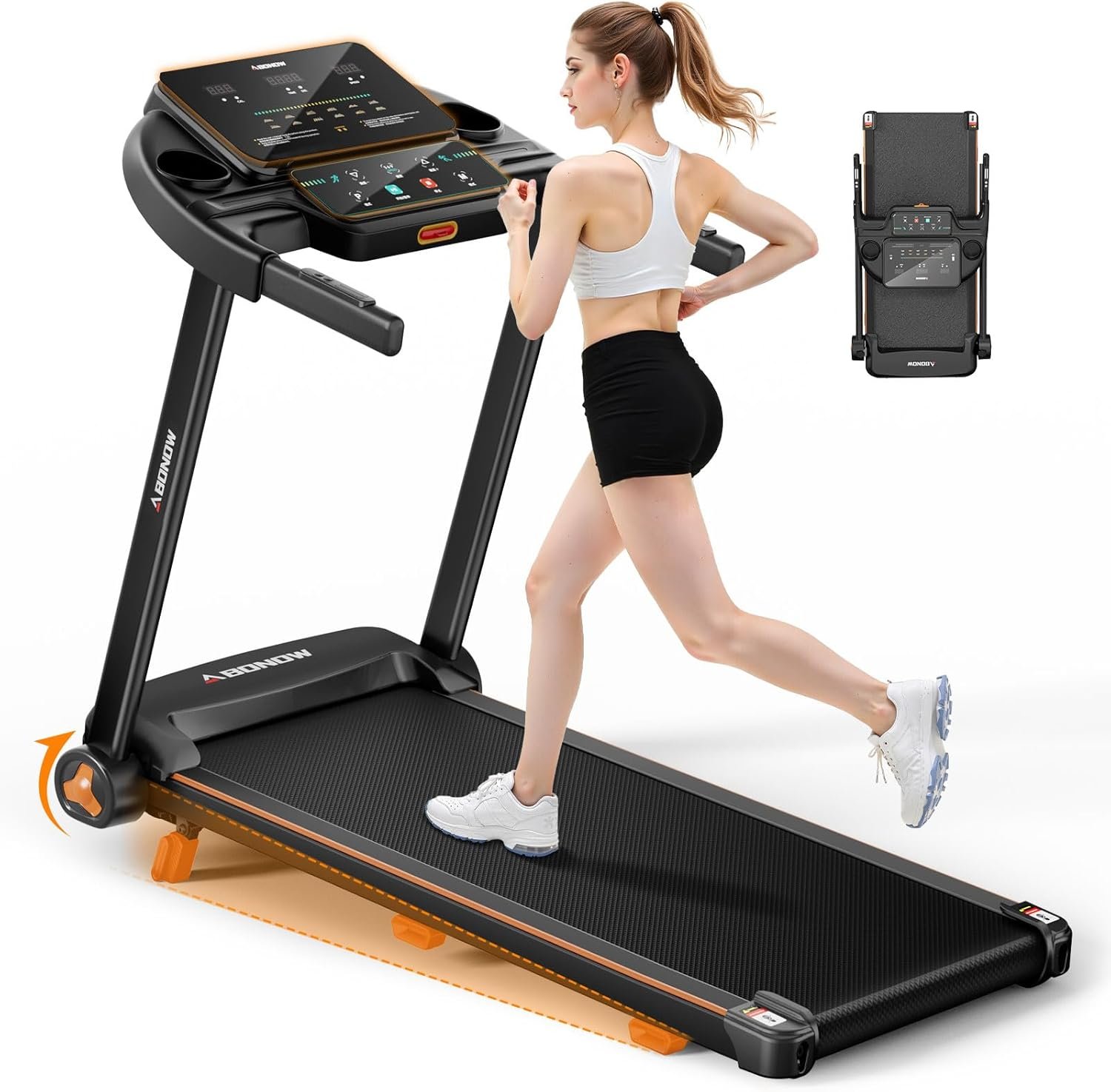 Abonow Foldable Treadmill for Home with Incline – 8.5MPH Max Speed | 280LBS Capacity, 3.0HP Home Office Treadmills for Running Jogging Walking