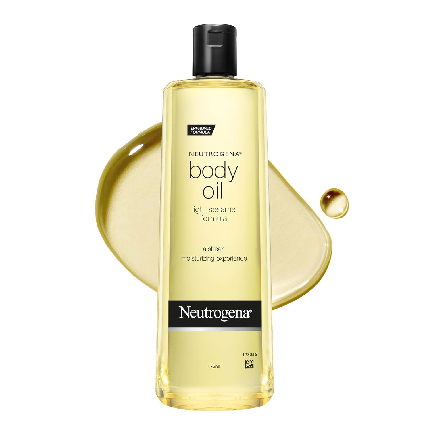 Neutrogena Body Oil Light Sesame Formula, 16 fl. oz | Nourishing Moisturizer, for Before- and After-Shower Application, Lightweight, Non-Greasy Feel