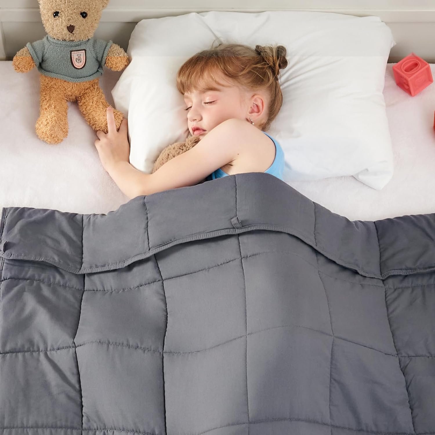 yescool Weighted Blanket 7 Pounds Cooling Weighted Lap Blanket, Grey Heavy Blankets for Sleeping, Weighted Throw Blanket Gifts for 60-80lbs, 40″x60″