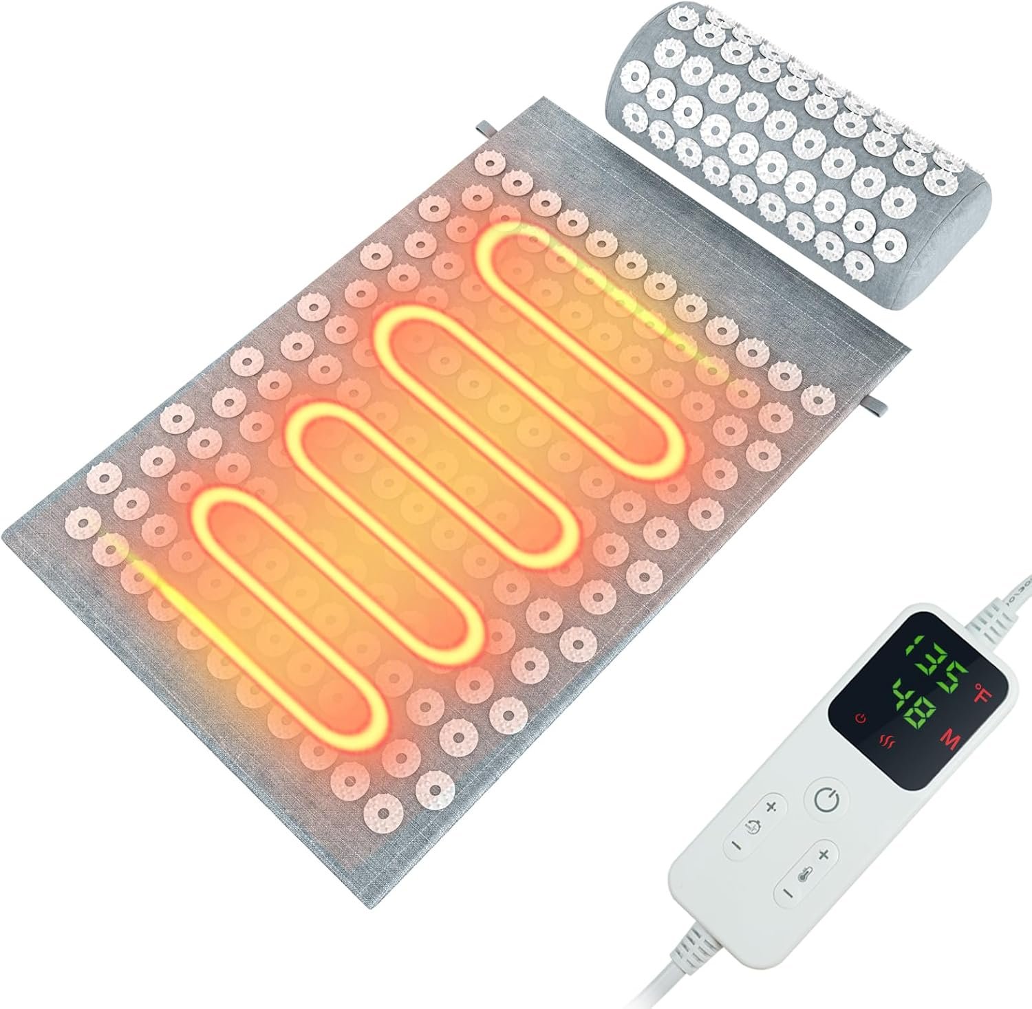 AICNLY Acupuncture Heating Acupressure Therapy Mat for Back Pain Relief | Heated Acupressure Mat Delivers Heat Therapy to Ease Back Pain, Relax Muscles, Reduce Stress & Improved Circulation