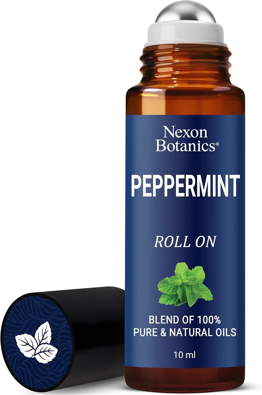 Peppermint Essential Oil Roll-On 10 ml for Skin, Aromatherapy, Minty Scent | Pre-Diluted Essential Oil Roller for Topical Use – Blend of 100% Natural & Pure Oils – Nexon Botanics