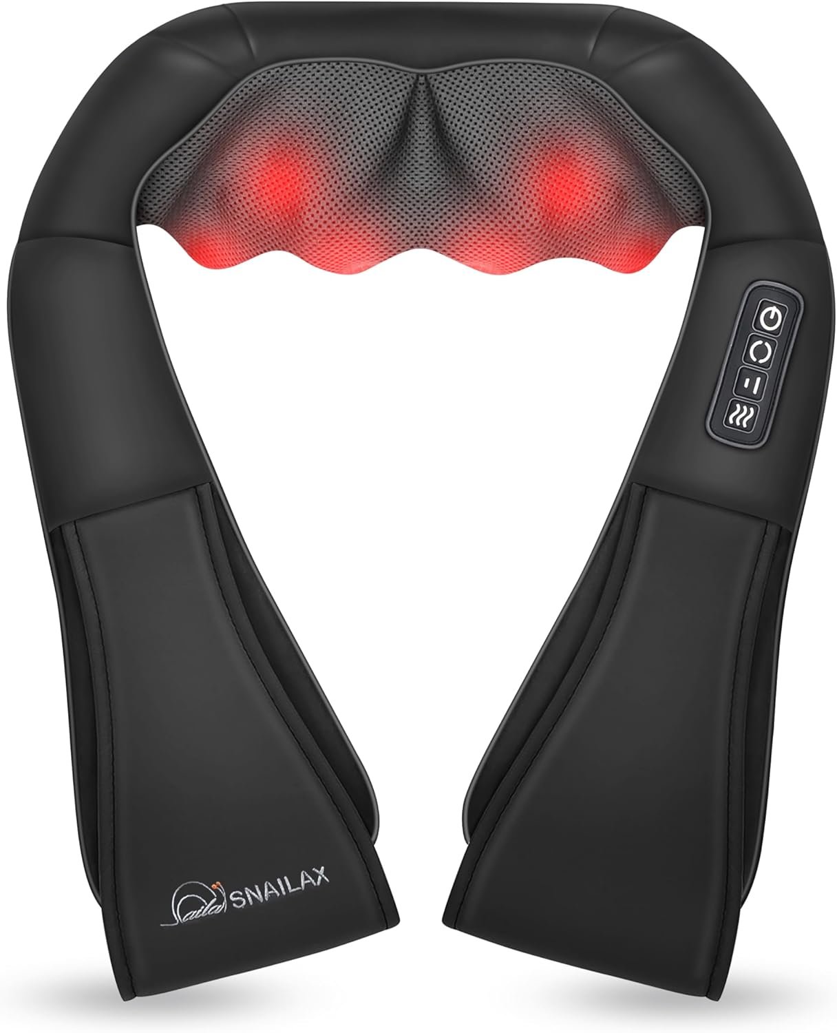 Snailax Shiatsu Neck & Shoulder Massager with Heat, Deep Tissue Kneading Back Massager for Pain Relief, Massage Pillow for Neck, Shoulders, Upper Lower Back, Legs Gift for Men Women(Not Cordless)