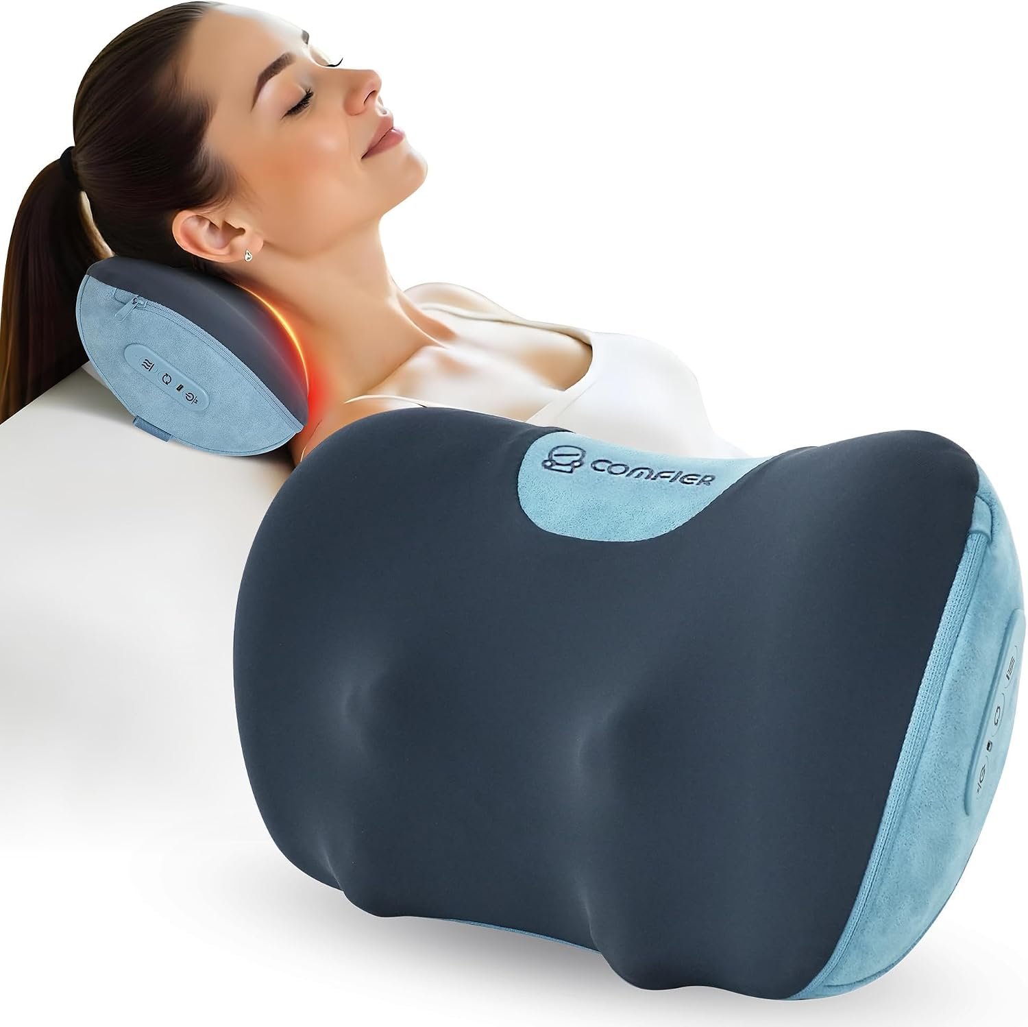 COMFIER 2026 Cordless Shiatsu Neck and Back Massager with Heat,Portable Massager Pillow with 3D Kneading Deep Tissue, Soothes Muscle Tension at Home, Office, Travel, Gifts for Men Women