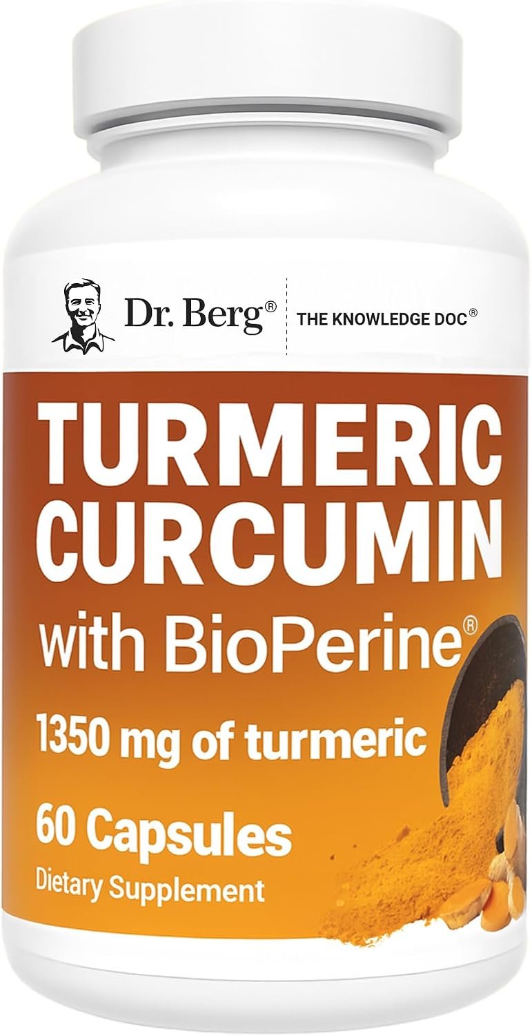 Dr. Berg (Only 2 Per Day) Turmeric Supplement with Black Pepper (BioPerine) – 1350 mg Turmeric Curcumin Supplement with 95% Curcuminoids – Turmeric Curcumin with Black Pepper – 60 Turmeric Capsules