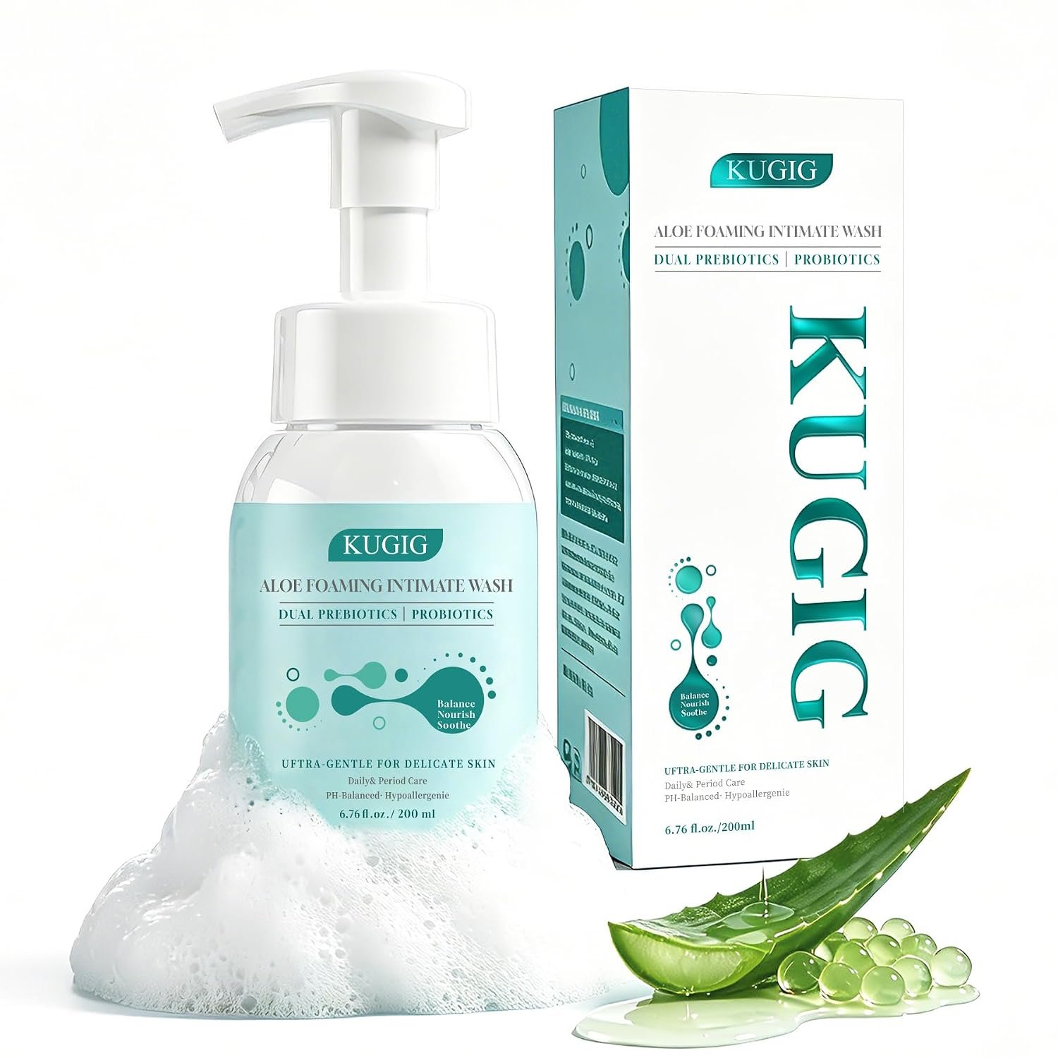 Wash, Men’s and Women’s pH Balanced Intimate Cleanser, Feminine Cleanser, Dual Probiotics+Aloe Formula, Suitable for Sensitive Skin, Odor Control and Moisturizing, 6.76 oz (One Pack)