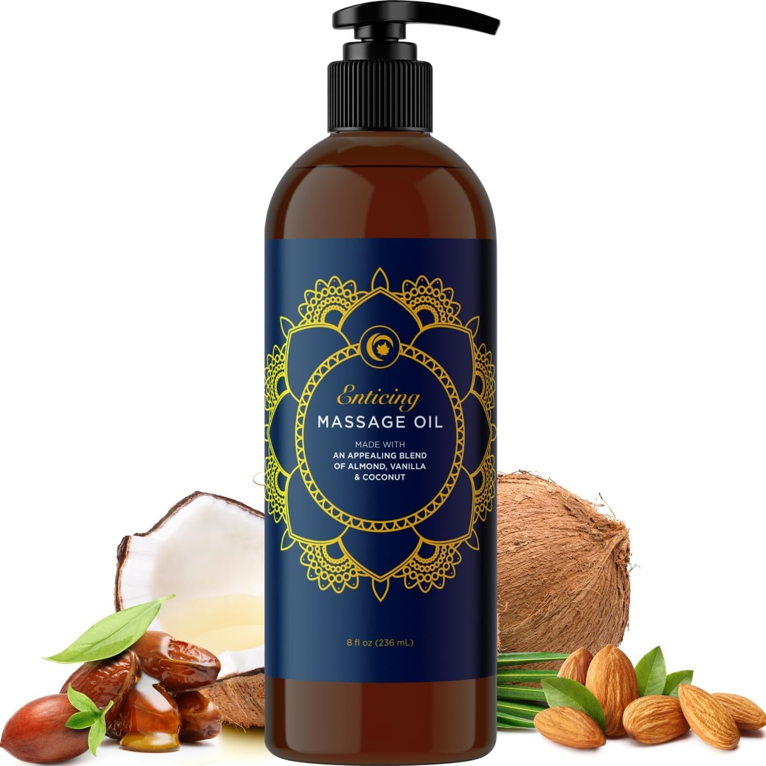 Luxurious Vanilla Massage Oil for Couples – Easy Glide Non Greasy Sweet Vanilla Sensual Massage Oils for Date Night with Silky Smooth Sweet Almond Oil Coconut and Jojoba – Vegan Non GMO & Gluten Free