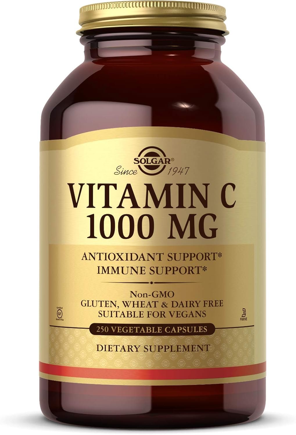 Solgar Vitamin C 1000 mg, 250 Vegetable Capsules – Antioxidant & Immune Support – Overall Health – Healthy Skin & Joints – Bioflavonoids Supplement – Non GMO, Vegan, Gluten No, Kosher – 250 Servings