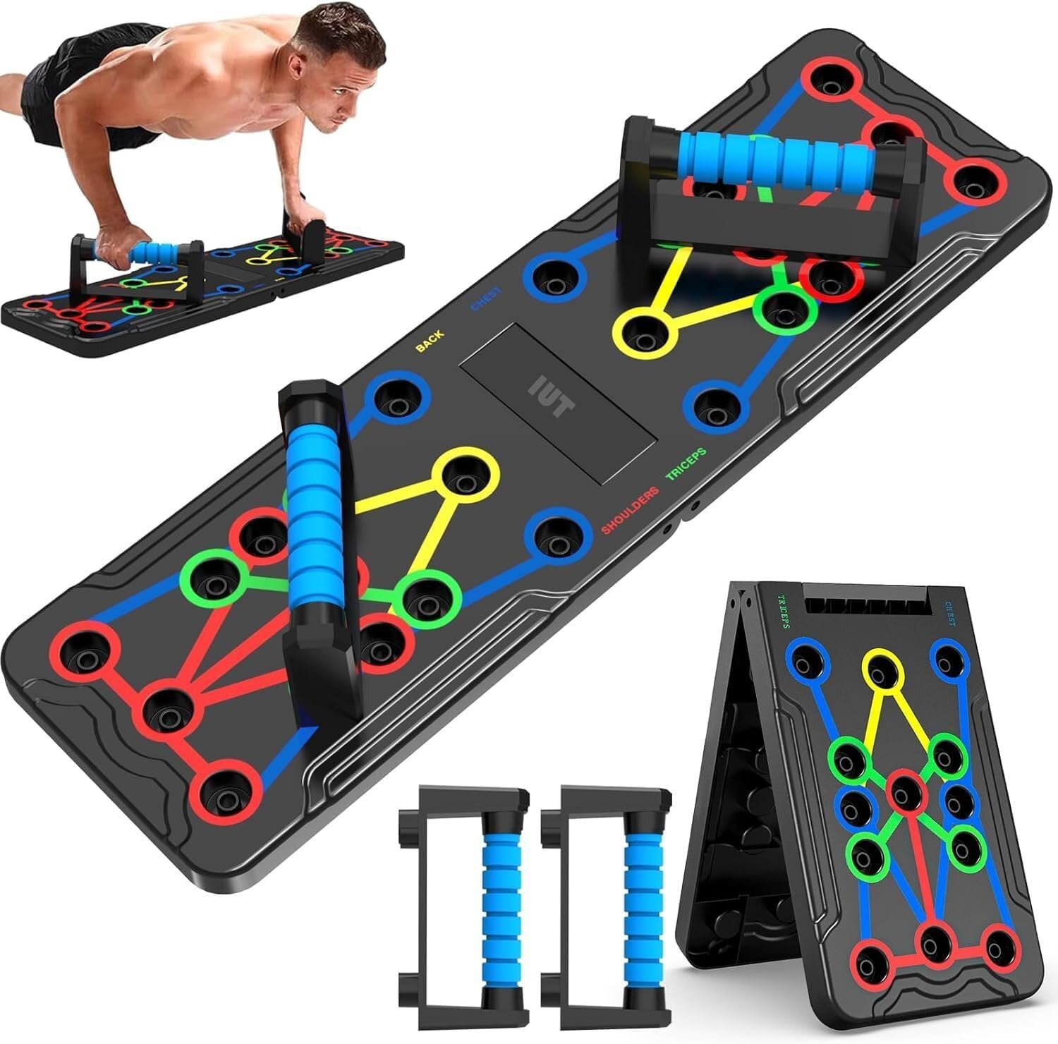 IUT Solid Push Up Board 15 in 1 Home Workout Equipment Multi-Functional Pushup Stands System Fitness Floor Chest Muscle Exercise Professional Equipment Burn Fat