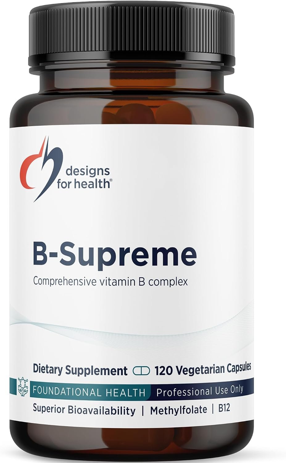Designs for Health Methylated Vitamin B Complex – Vitamin B Supplements with B12 Vitamins, B1, B3, Niacin, B6, Folate & Biotin – Supports Metabolic and Heart Health, Mood & Energy* (120 Capsules)