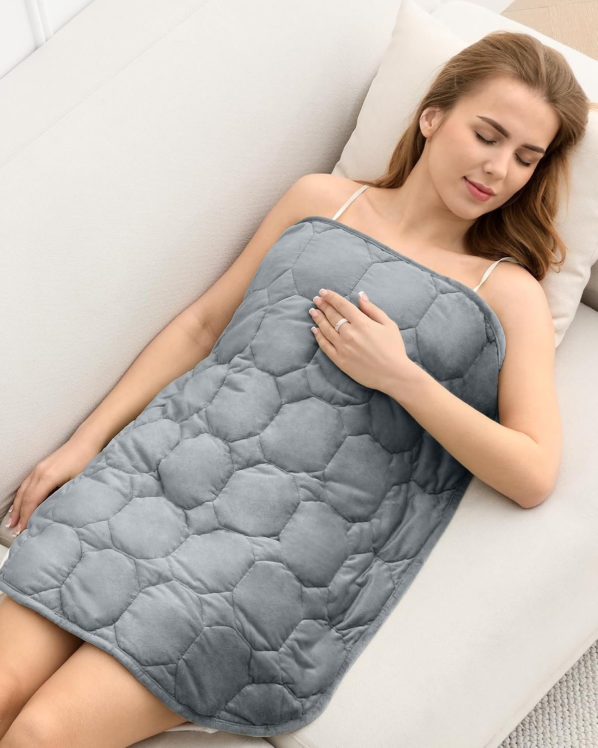 Cottonblue Small Weighted Lap Blanket Pad for Adults 7 lbs 24″x29″, Travel | Cozy Luxury Crystal Velvet Weighted Blankets Throw, Portable Grey Blanket for Teens Sleeping Relaxation Napping All Season