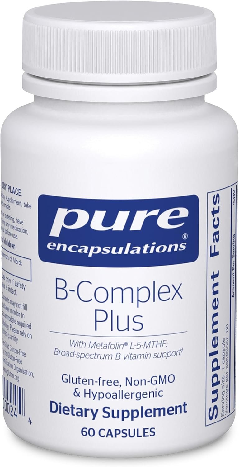Pure Encapsulations B-Complex Plus – B Vitamins Supplement to Support Neurological Health, Cardiovascular Health, Energy Levels & Nervous System Support* – with Vitamin B12 & More – 60 Capsules