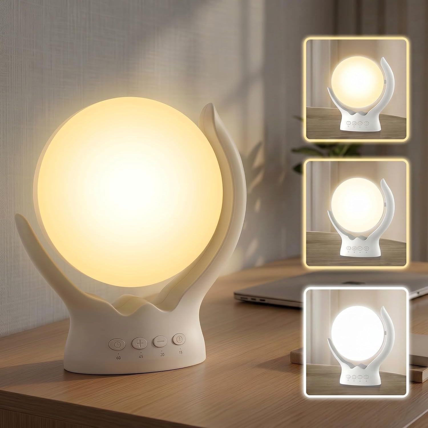 Voraiya Light Therapy Lamp, UV-Free 10000 Lux Sunlamp, 210° Rotatable Sunlight Lamp, 3 Color Temperatures, 5 Brightness Levels, 4 Timer Settings with Memory for Home Office Desk