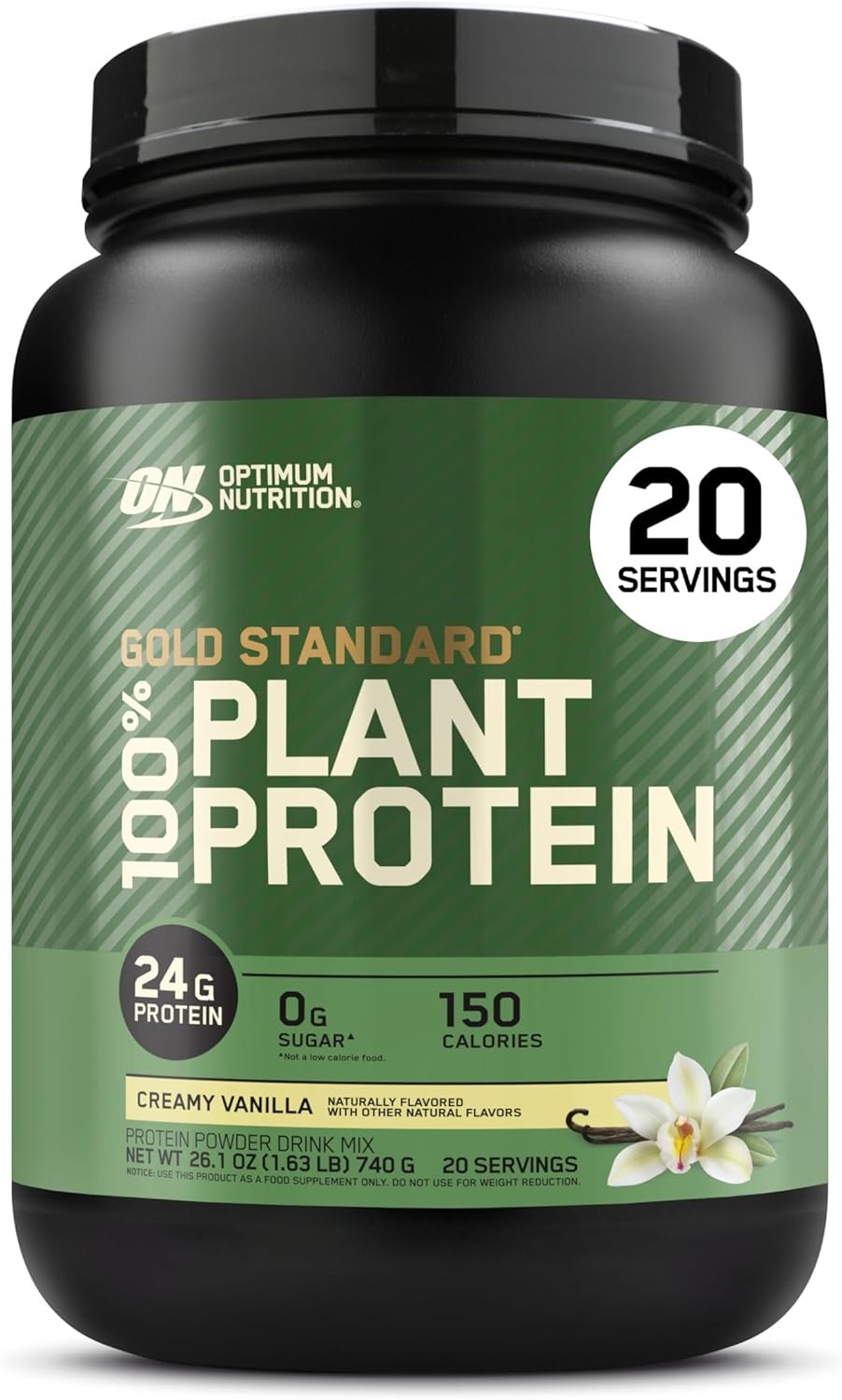 Optimum Nutrition Gold Standard 100% Plant Based Protein Powder, Gluten Free, Vegan Protein for Muscle Support and Recovery with Amino Acids – Creamy Vanilla, 20 Servings (Packaging May Vary) | Vegan Plant Protein Powder Blend with Pea, Rice & Fava Bean, 24g Protein & All 9 EAAs per Serving, Gluten Free, Easy Mixing