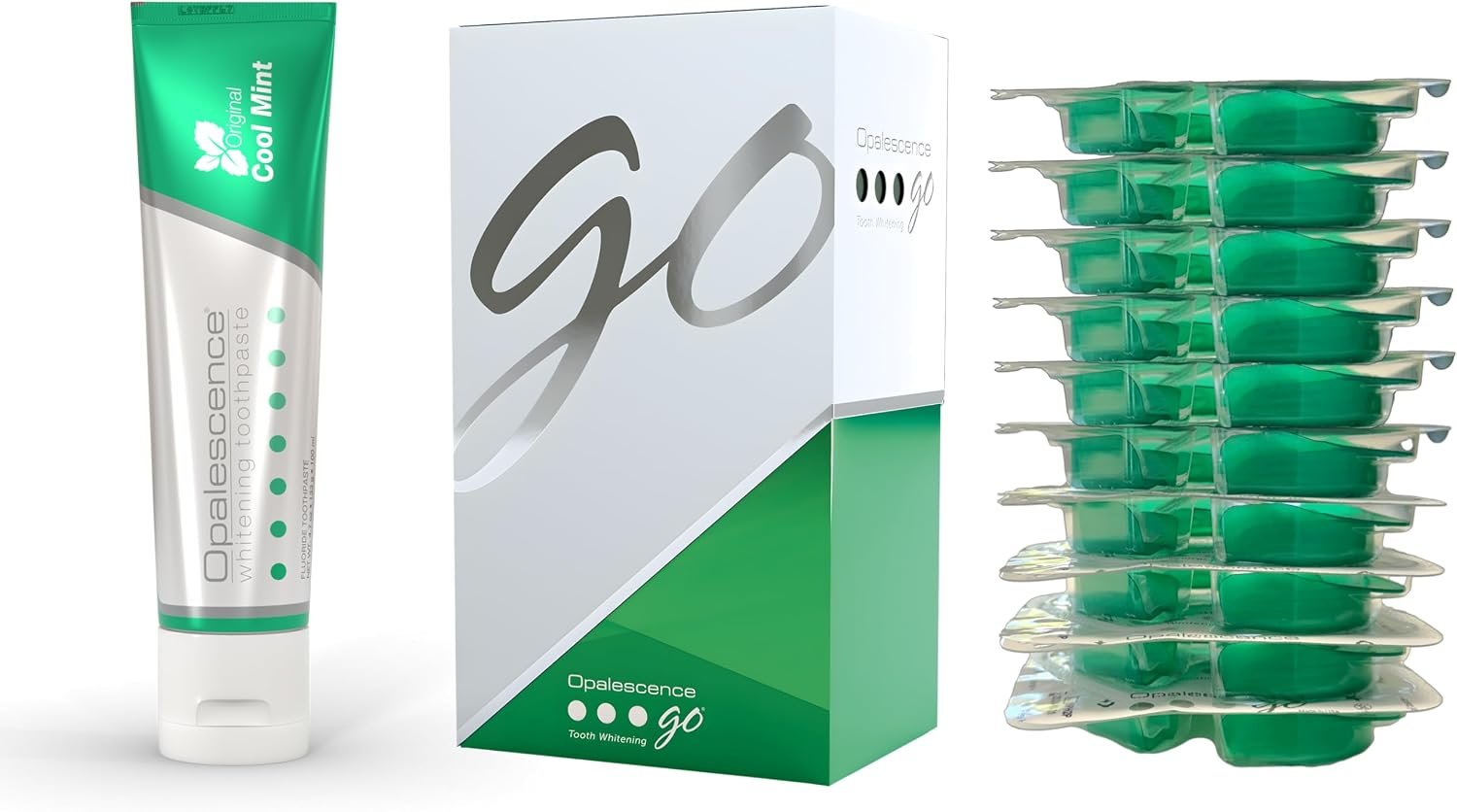 Opalescence GO Teeth Whitening Trays 15 & Original Toothpaste 5194-5166 | 15% Hydrogen Peroxide Gel Prefilled Trays and Opalescence Whitening Toothpaste 4.7 Oz – Mint Flavor (10 Treatments)