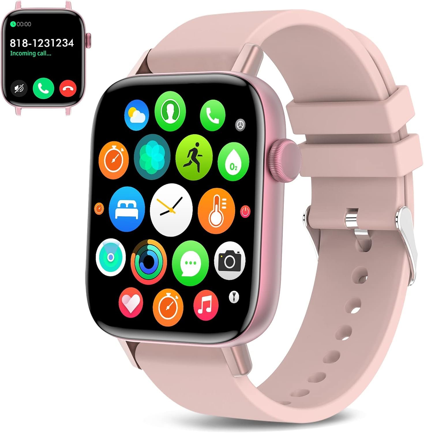 PJYUBVOR 1.9″ Smart Watch for Women – Bluetooth Call Fitness Tracker with Heart Rate/Sleep Monitor/Menstrual Reminder, DIY Watch Face Waterproof Smartwatch Compatible with Android iPhone (Pink)