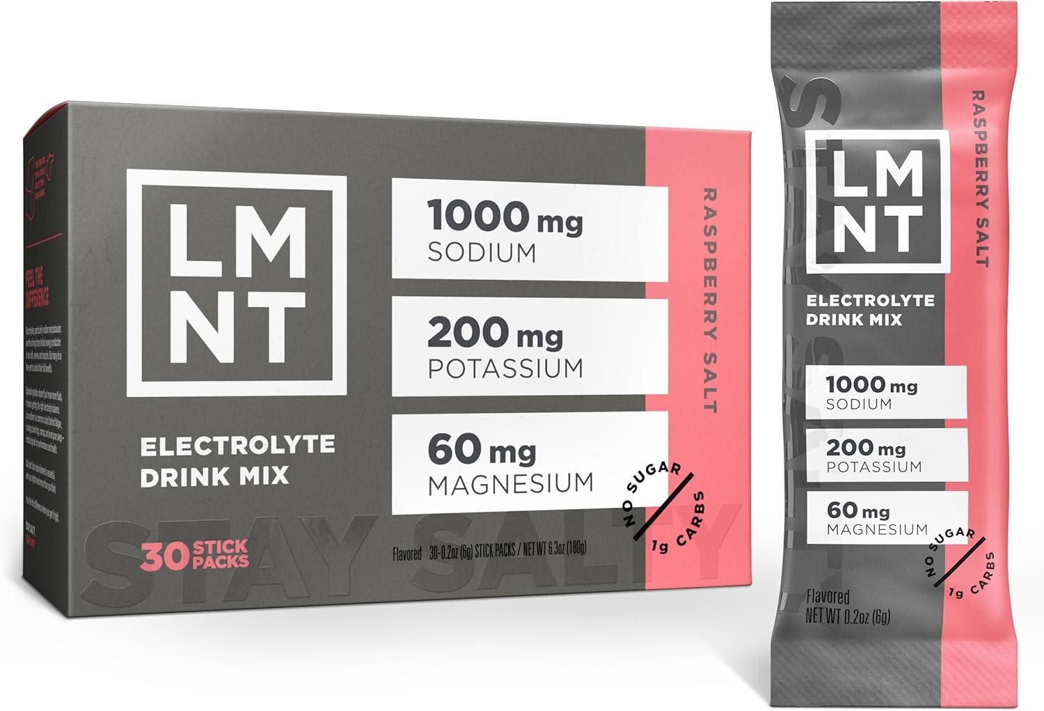 LMNT Zero Sugar Electrolytes – Raspberry Salt | Drink Mix | 30-Count