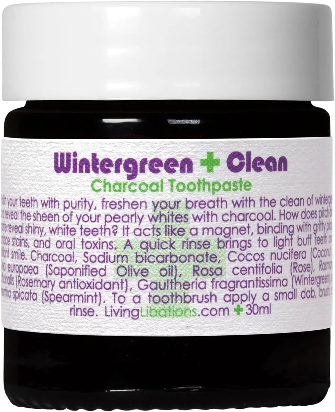 Living Libations – Organic Wintergreen Clean Activated Charcoal Toothpaste | Natural, Plant-Based, Clean Beauty (1 oz | 30 ml)