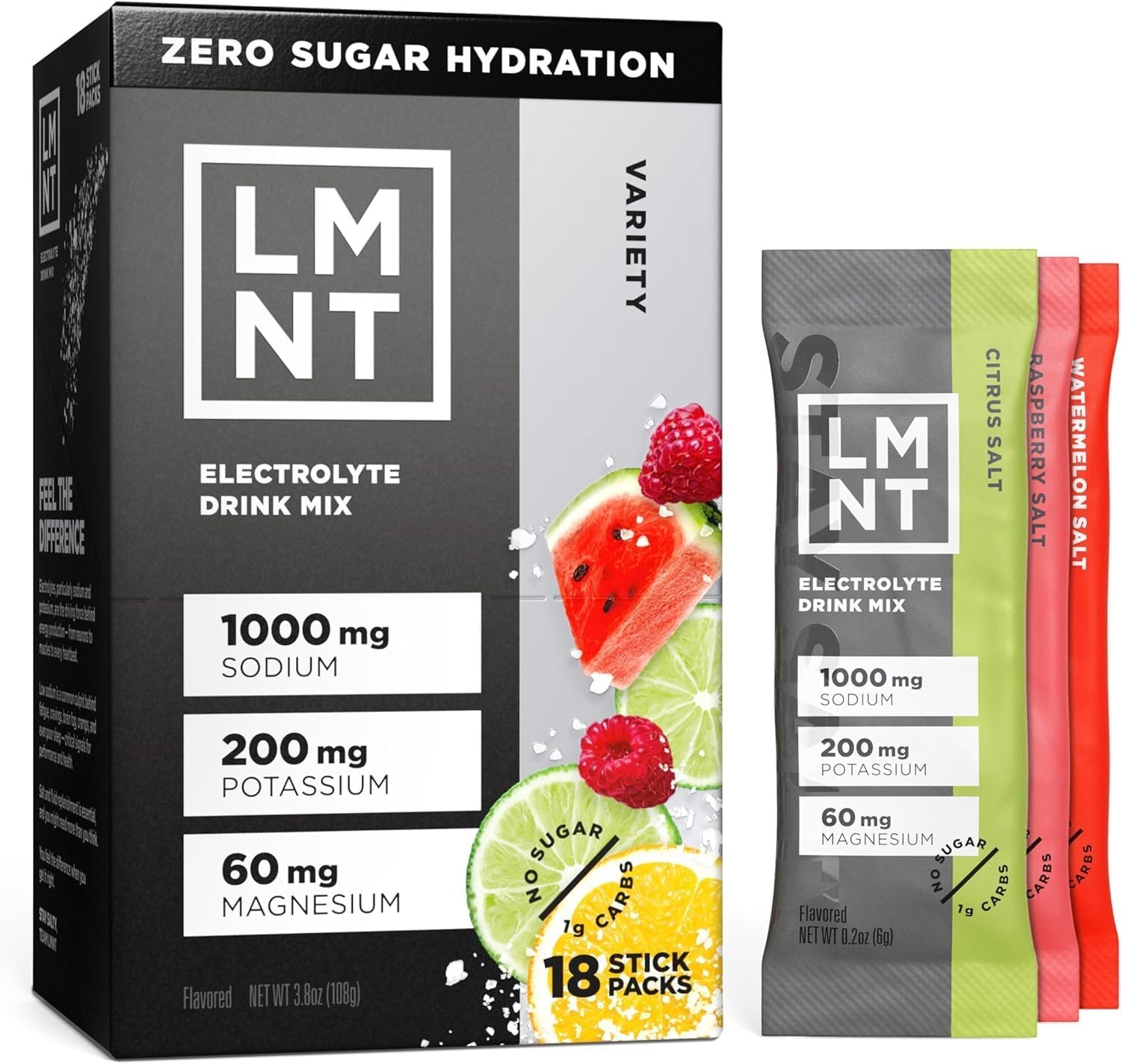 LMNT Zero Sugar Electrolytes – Variety Pack Bundle | Drink Mix | 18-Count