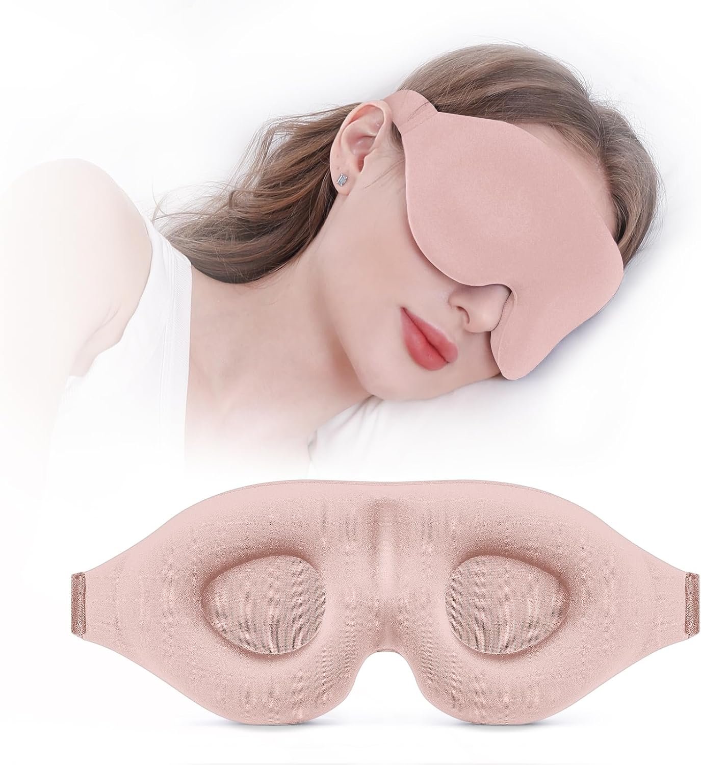 YIVIEW Sleep Mask for Side Sleeper, Light Blocking Zero Pressure Blindfold | Soft Breathable Eye Cover for Women Men, 3D Sleeping Eye Mask Pink, Relaxing Travel Essential, Adjustable, Flight Nap