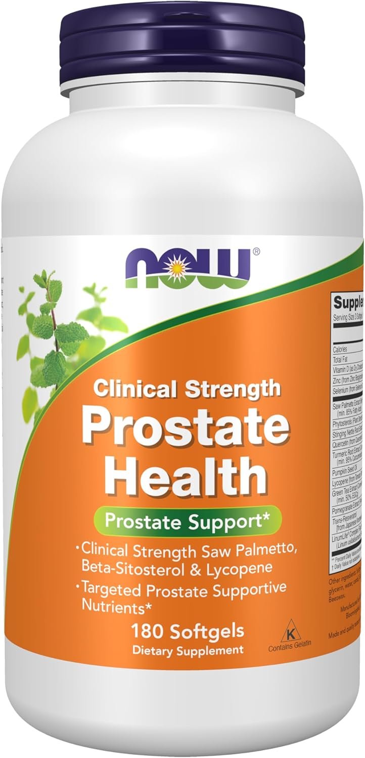 NOW Foods Supplements, Prostate Health, Clinical Strength Saw Palmetto, Beta-Sitosterol & Lycopene, 180 Softgels