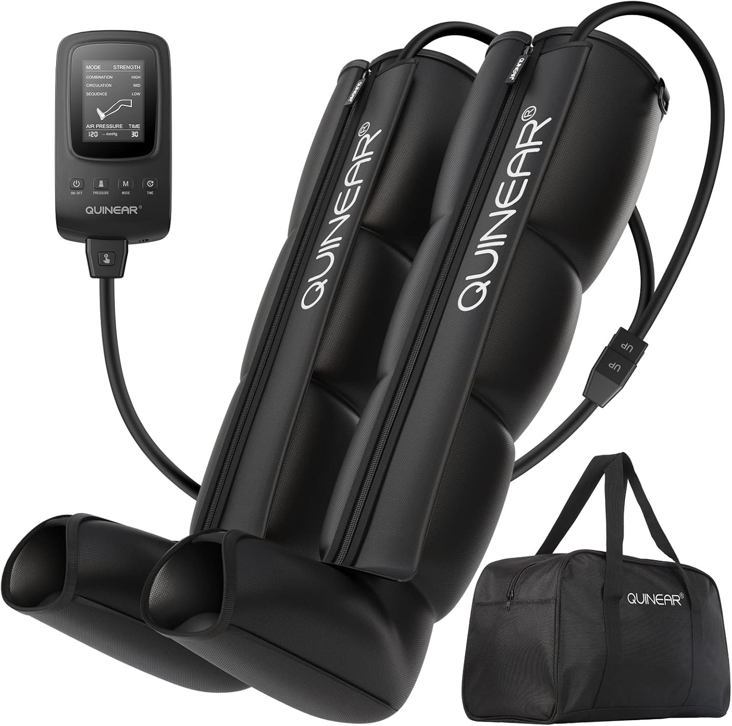 QUINEAR Leg Recovery Compression System for Athlete Post Workout, Professional Sequential Device for Massage Therapy, Foot and Leg Recovery Boots, Improve Circulation Reduce Muscle Soreness (Medium)