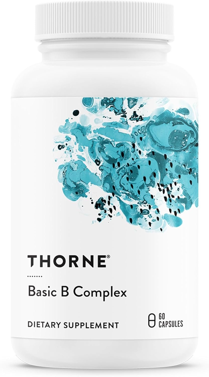 THORNE – Basic B-Complex – Tissue-Ready Vitamin B Complex Supplement with Choline – Supports Cellular Energy Production, Brain Health & Red Blood Cell Formation* – Gluten-Free – 60 Servings
