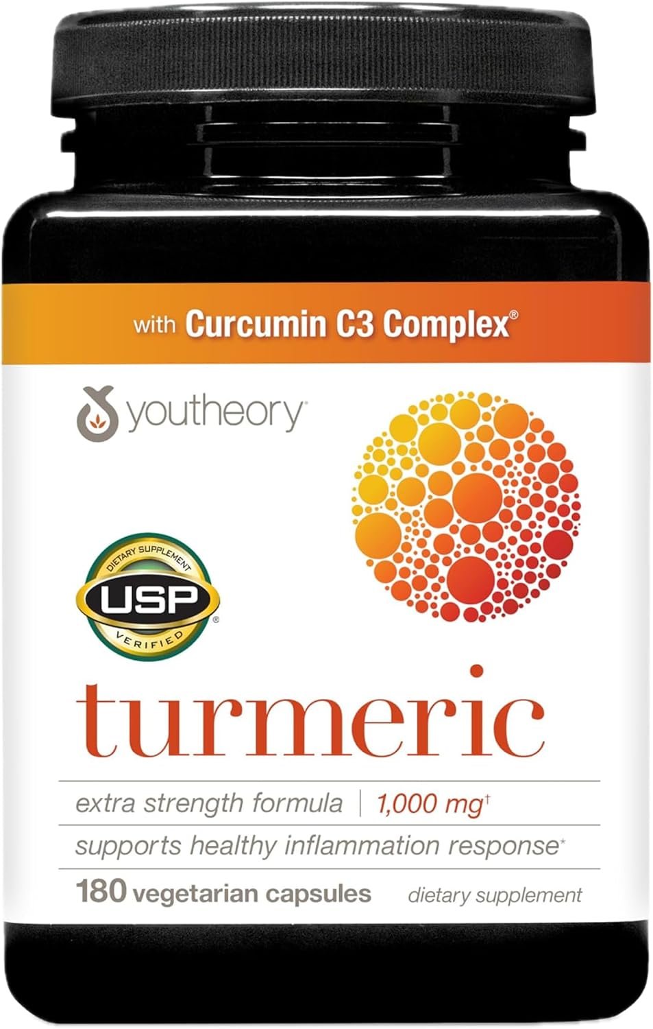 Youtheory Turmeric Extra Strength – 1,000 mg – Supports Muscle & Joint Health* – Contains Bioenhancers, Curcuminoids & Herbal Extracts – USP Verified – 180 Vegetarian Capsules (90-Day Supply)