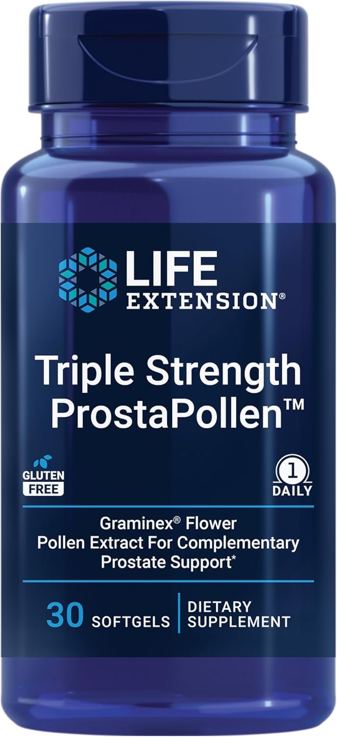 Life Extension Triple Strength ProstaPollen, 30 Softgels | Supports Prostate Health & Function, Flower Pollen Extract, Gluten-Free, 1 Daily