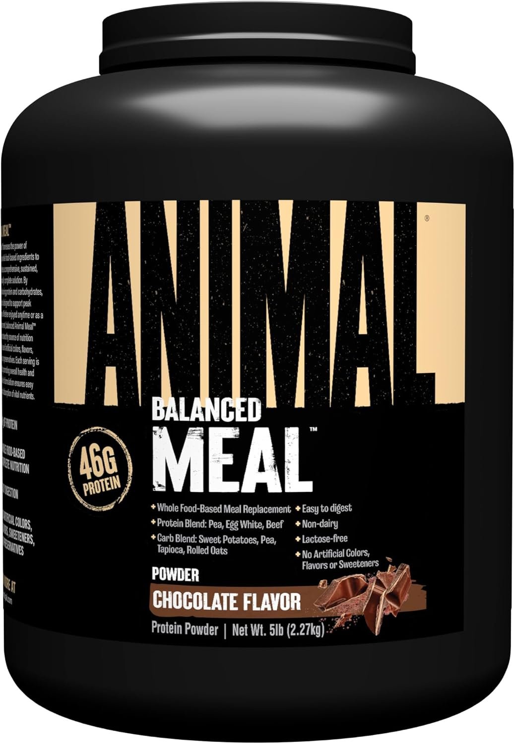 Animal Meal – Protein Shake with Whole Food Ingredients, Aids in Muscle Recovery, with Egg White, Beef & Pea Protein Blend, Chocolate Flavor, 5 lbs