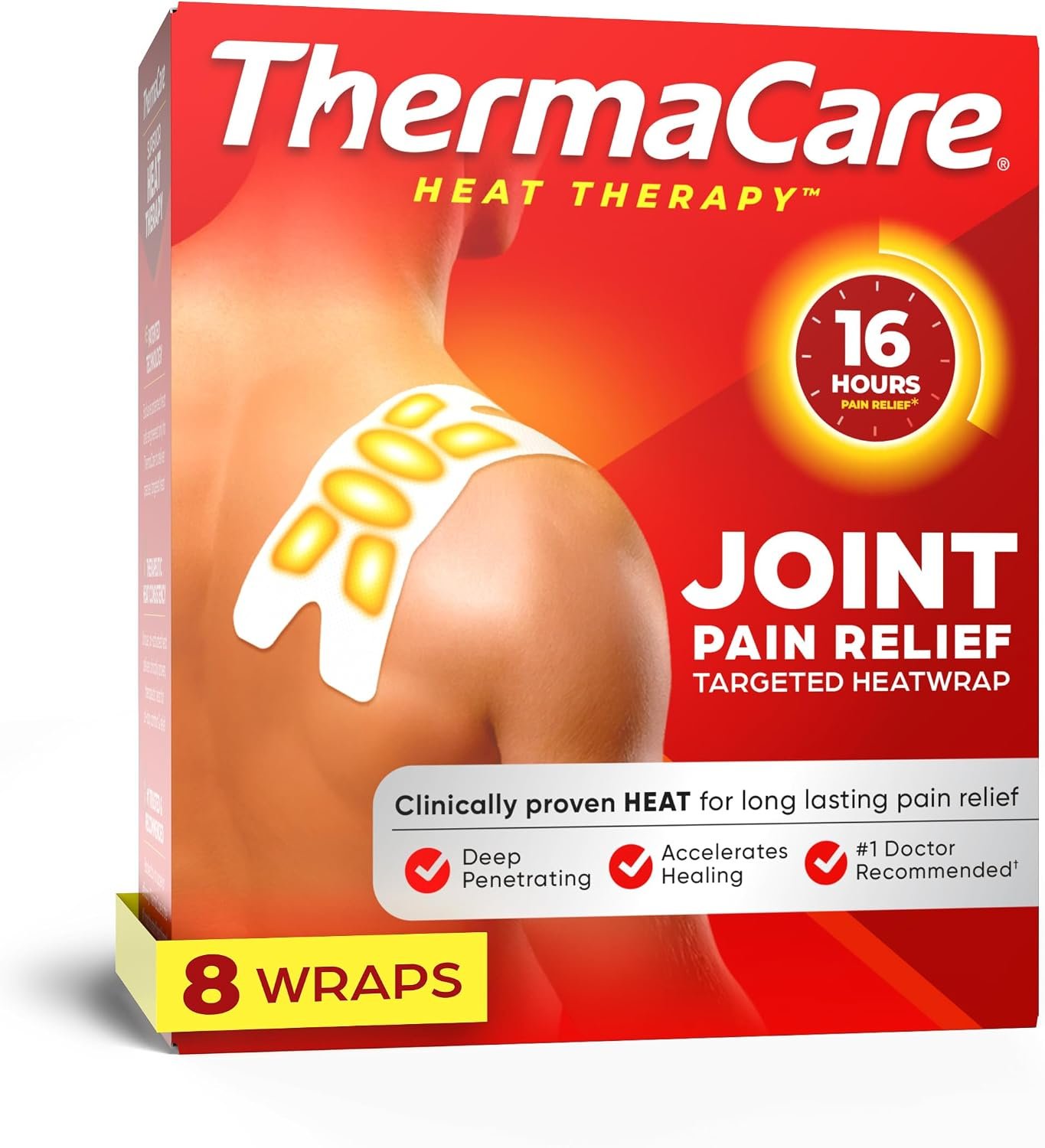 ThermaCare Portable Heating Pads for Muscle & Joint Pain Relief – Adhesive Heat Wraps, Drug-Free Heat Therapy – Flexible, Discreet Heat Patches for Daily Comfort & Wear – 8 Count