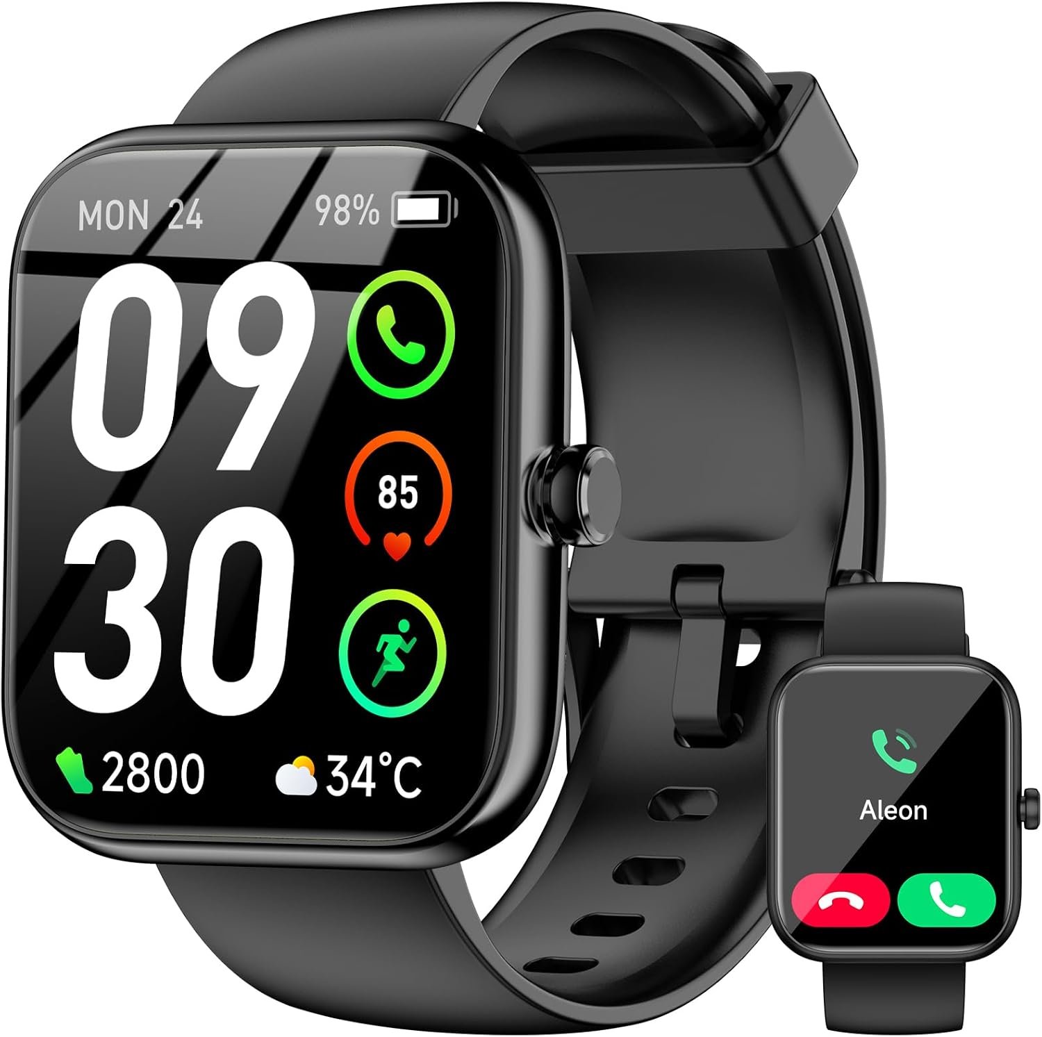 Smart Watch with Alexa Built-in, 1.83″ HD Touchscreen Fitness Tracker, Bluetooth Notifications/Calls, IP68 Waterproof, 120+ Sport Modes, 24/7 Heart Rate & Sleep Monitor for iPhone Android iOS (Black)