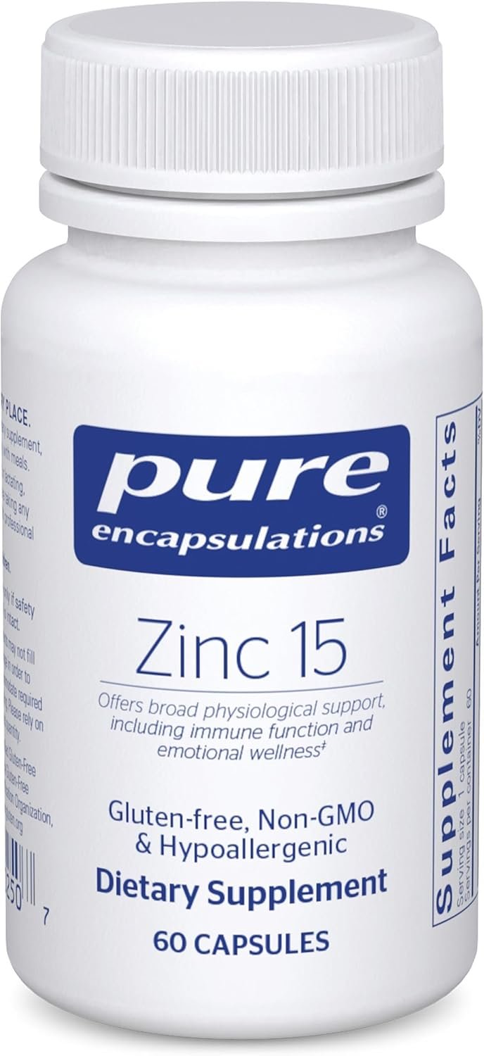 Pure Encapsulations Zinc 15 mg – Zinc Picolinate Supplement for Immune System Support, Growth & Development – for Wound Healing* – 60 Capsules