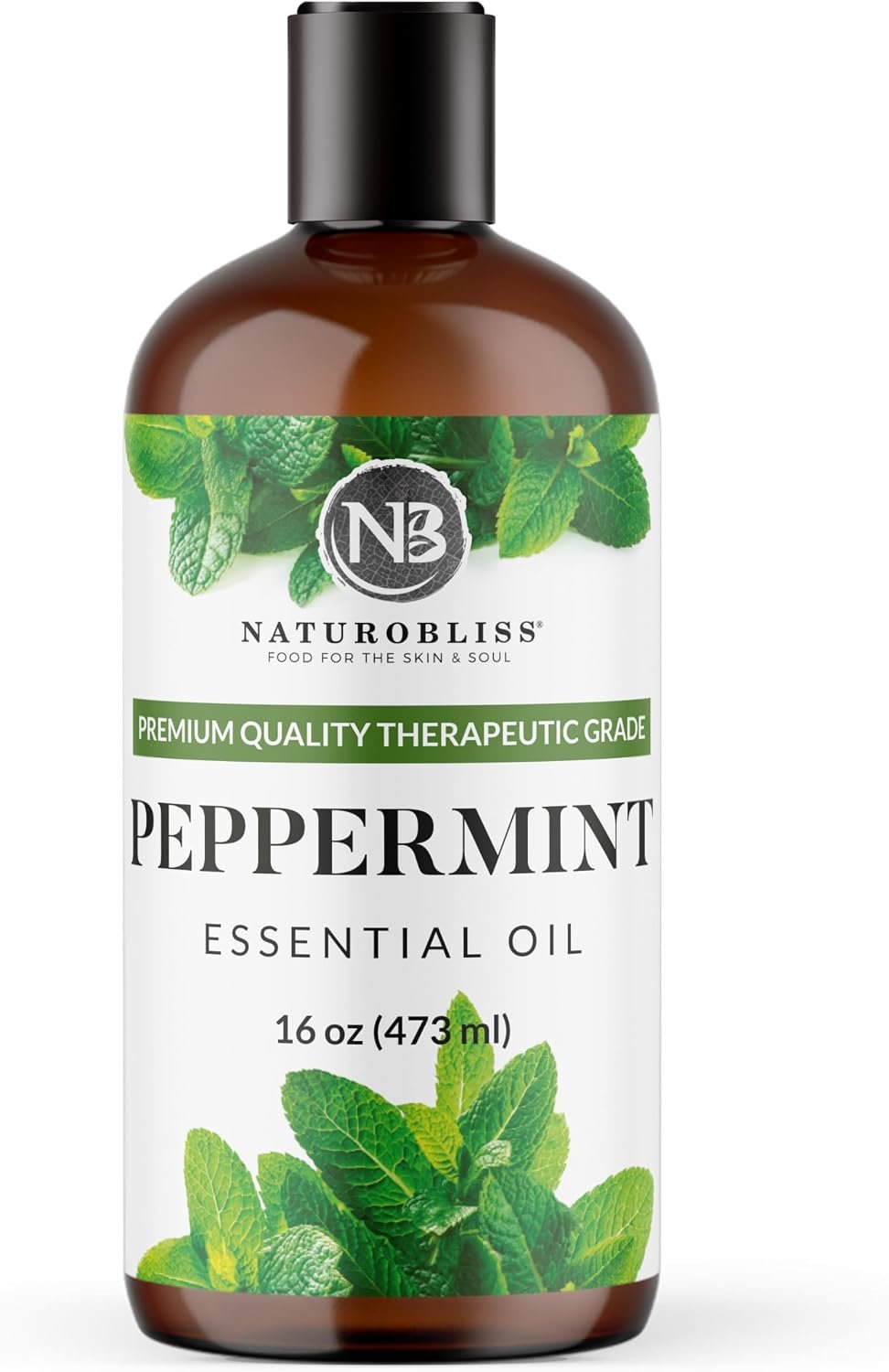 NaturoBliss Peppermint Essential Oil, 100% Pure and Natural Therapeutic Grade, Premium Quality Peppermint Oil, 16 fl. Oz – Perfect for Aromatherapy and Relaxation