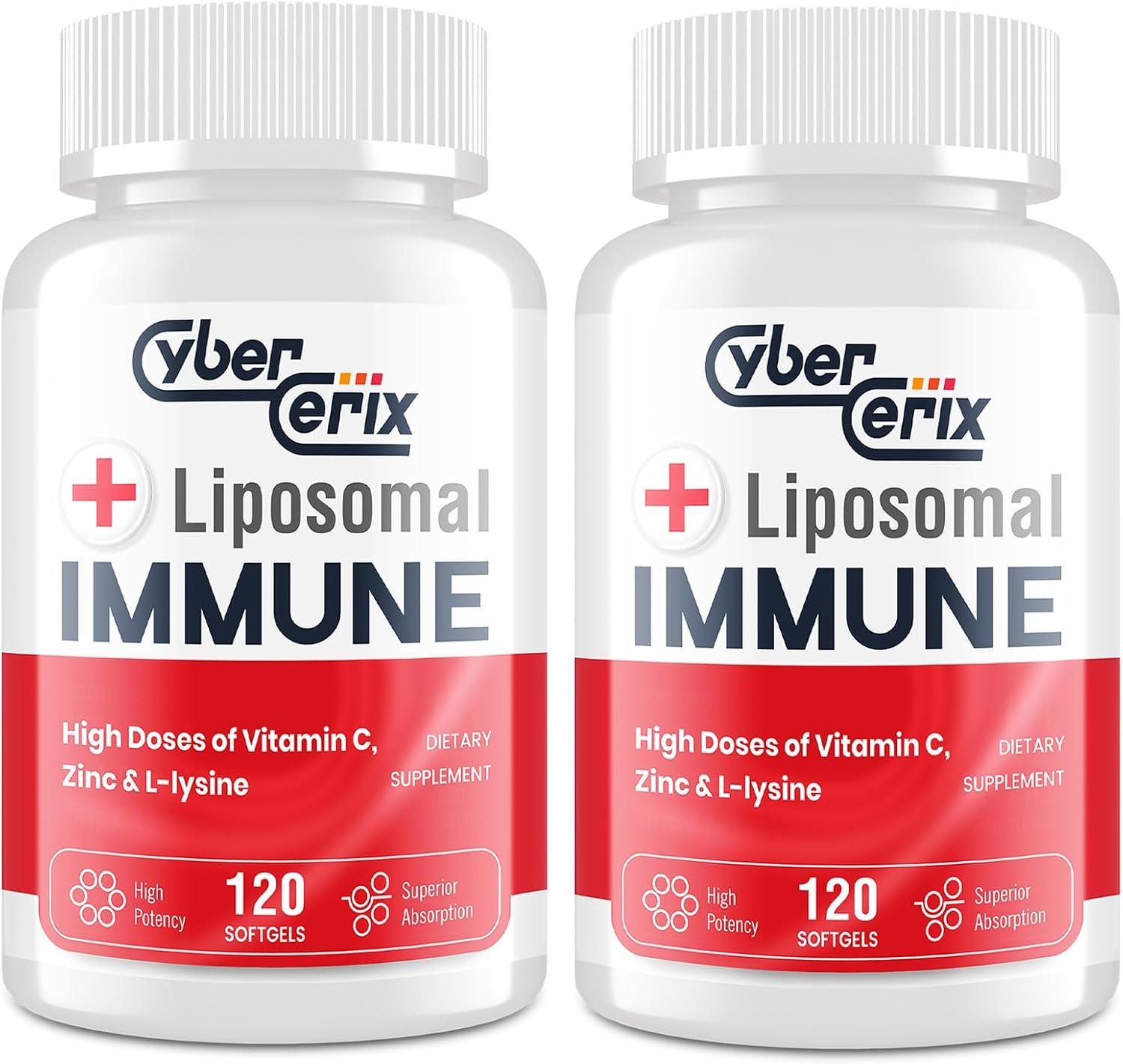 CyberCerix Liposomal Immune Support Supplement for Adults, Complex with L-Lysine 1,500mg, Vitamins, Minerals & Herbal Extracts, Comprehensive Daily Wellness Blend for Men & Women – 240 Capsules