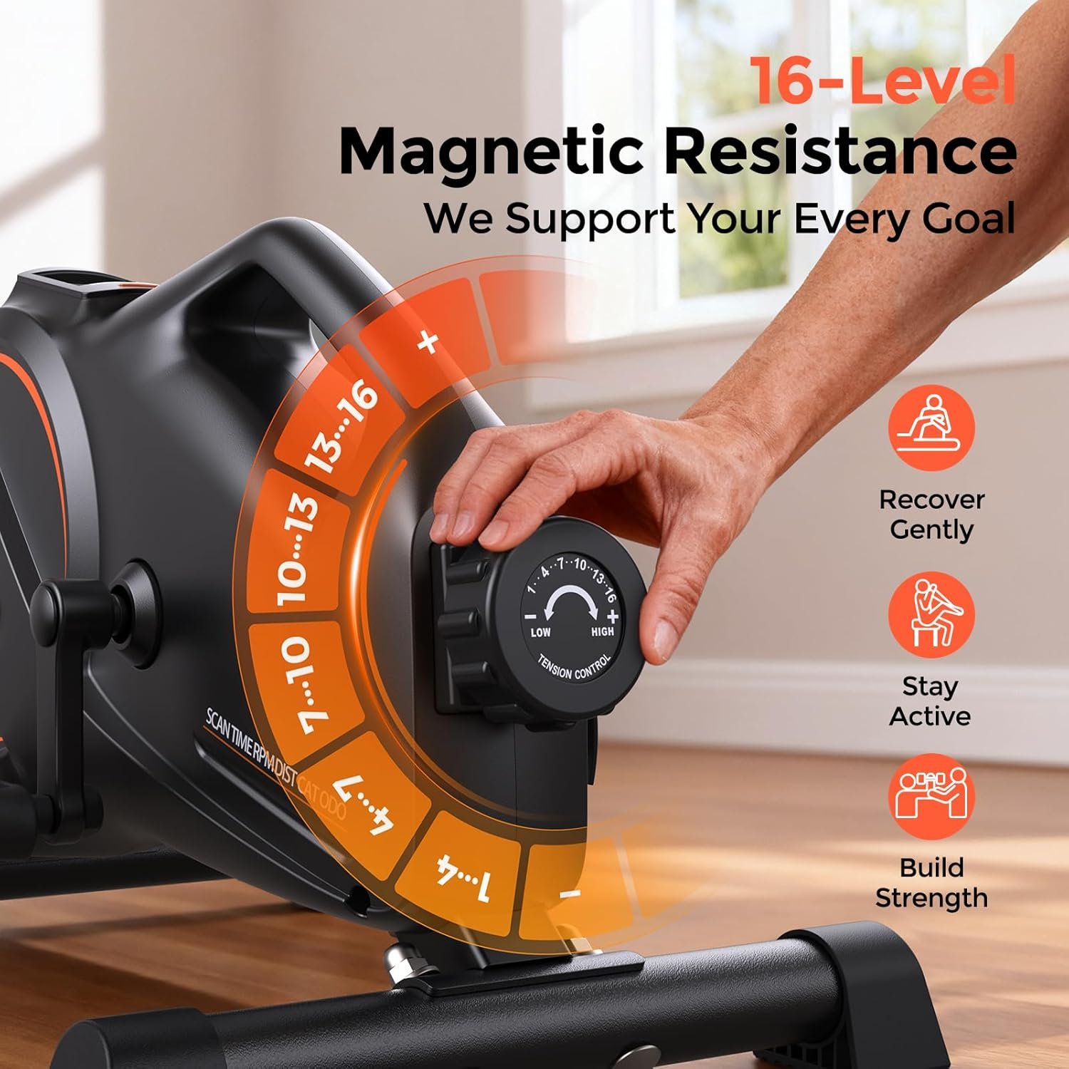 YOSUDA Under Desk Bike with 16-Level Magnetic Resistance & Bluetooth App | Pedal Exerciser with Mat & Resistance Bands, Mini Exercise Bike for Adults & Seniors, Arm and Leg Machines for Office & Home
