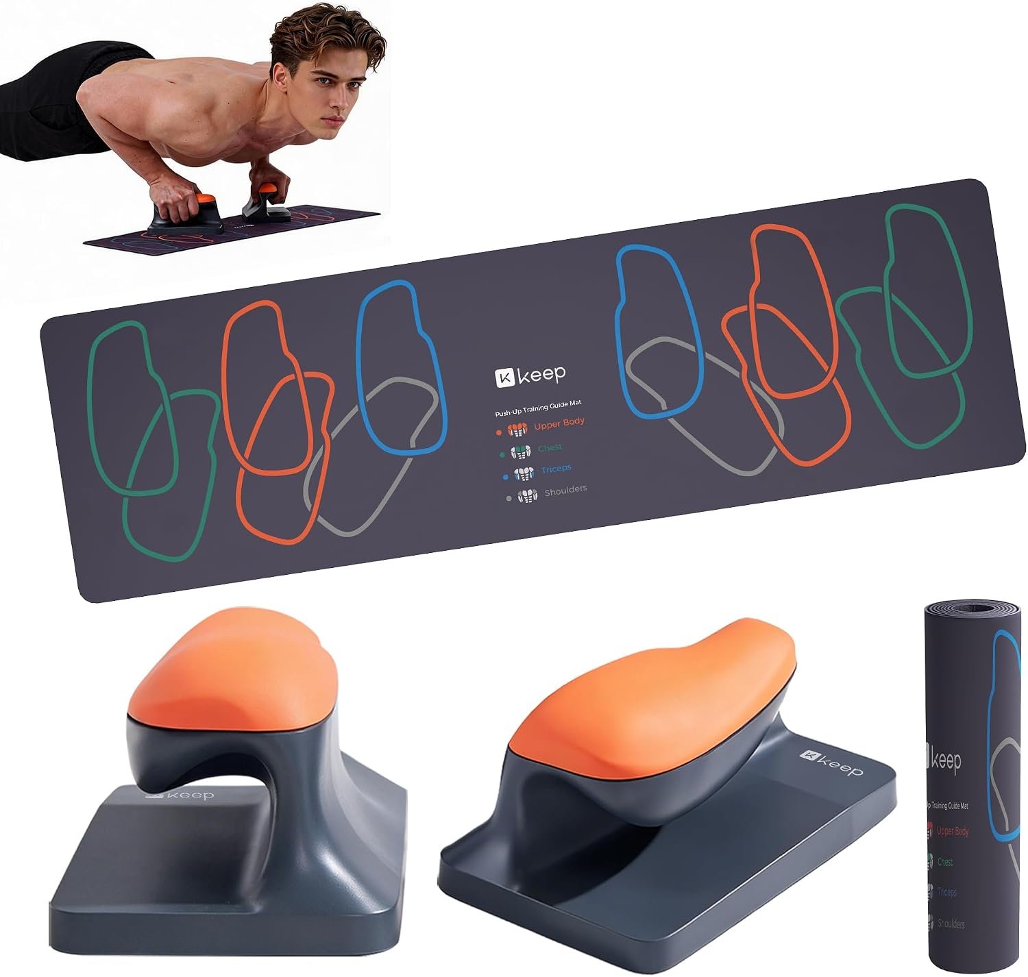 KEEP Wrist-Friendly Push Up Board – Ergonomic Push Up Grips | Ergonomic wrist support,Non-slip,Breathable sweat-proof grip,Lightweight,Indoor & Outdoor