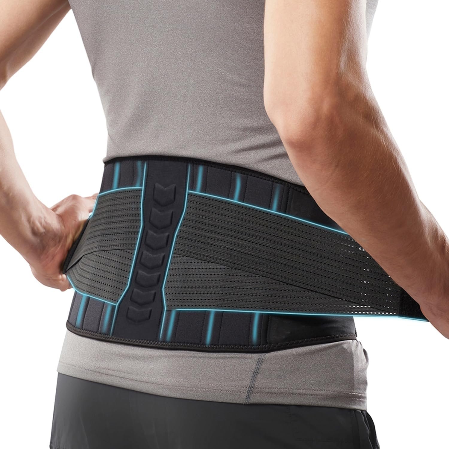 Comforband Copper-Infused Back Support Brace – Lightweight Lumbar Belt with 6 Supportive Stays for Lower Back Pain Relief, Muscle Spasms, Strains, Arthritis, and Sciatica – for Men and Women (Medium)