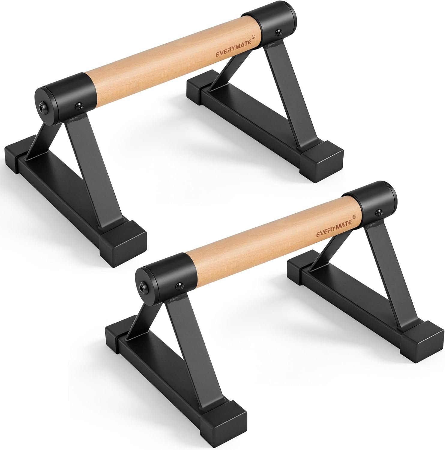 Wood Push Up Bars Parallettes Bars with Rubber Feet, Anti-slip Handstand Bars for Calisthenics, Equipment for Home, Push Up Handles for Floor, Handstand Push Up Handles, Support 600 LB