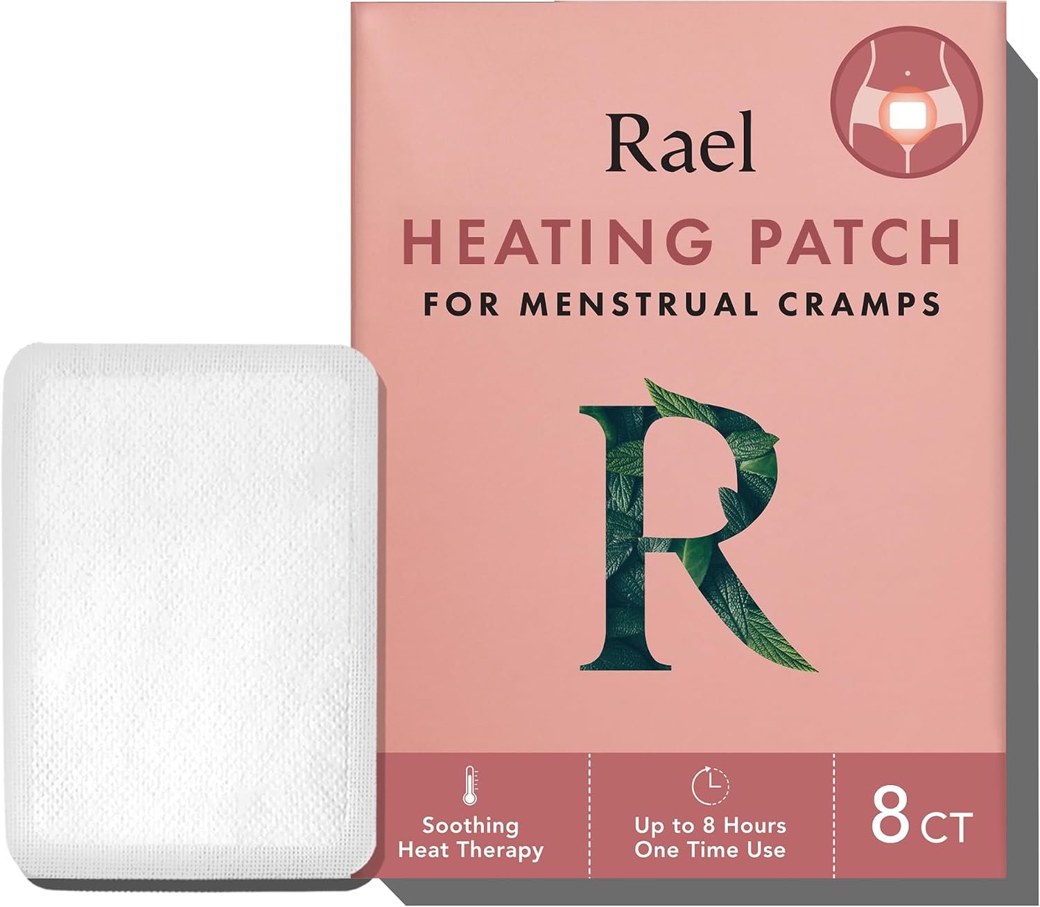 Rael Thin Herbal Heating Patches, Feminine Period Care for Cramps (8 Ct) | Period Heating Pads for Cramp Care, Back, Stomach, Ultra Thin Design, for All Skin Types, Travel Size