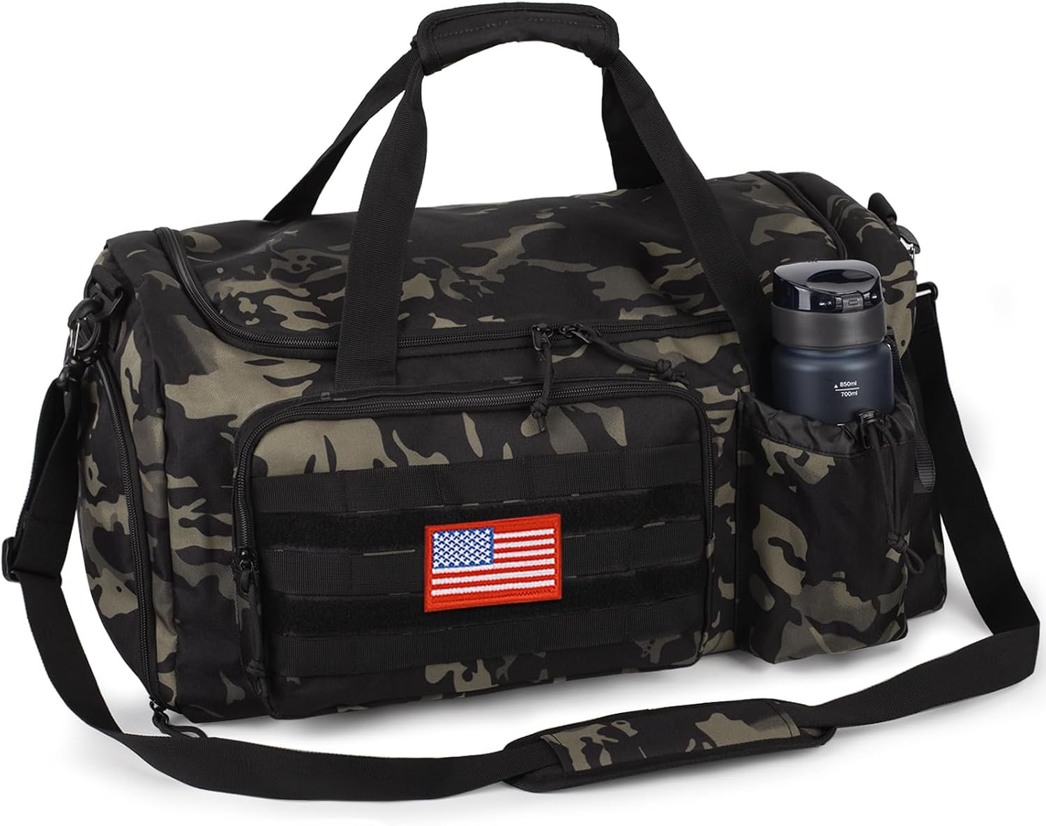 Tactical Gym Bag for Men, 40L Large Capacity Duffle Bags with Shoes Compartment, Sports Bag with wet compartment, Multi-functional Weekend Bags Suitable for Travel, Camping,hiking