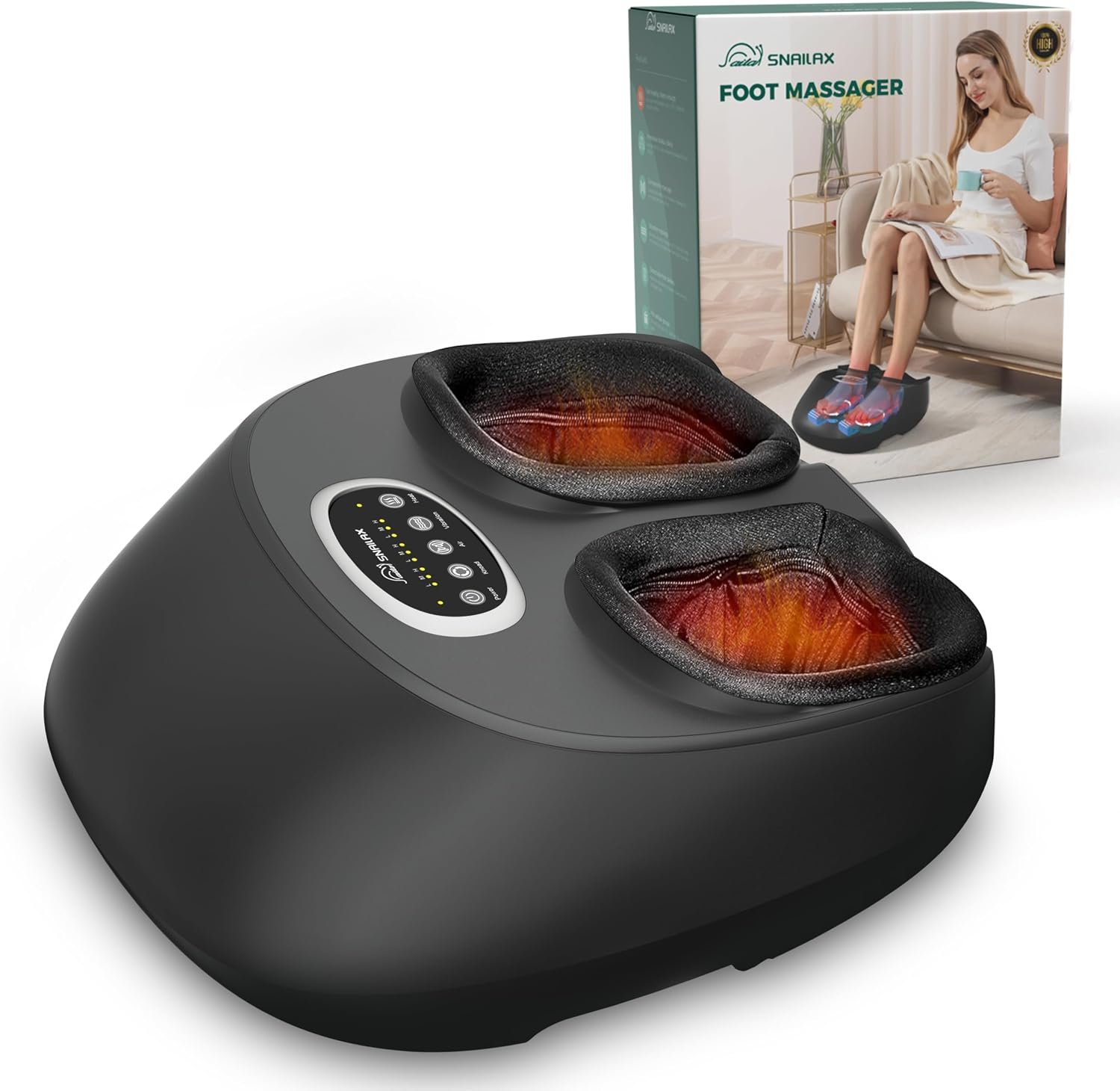 Snailax Shiatsu Foot Massager Machine with Soothing Heat, Deep Kneading, Air Compression, Improve Blood Circulation and Foot Wellness,Relax for Home or Office Use