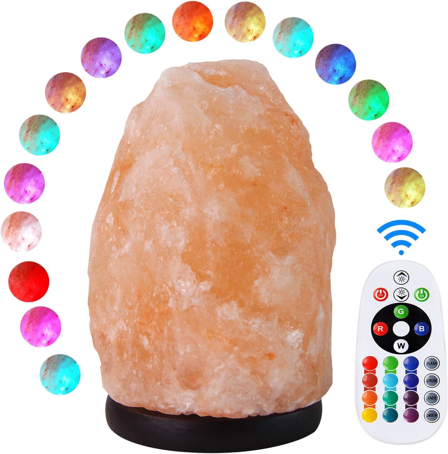 pursalt Himalayan Salt Lamp with Remote 7 Inches (5-6 Lbs), 16 RGB Colors | 4 Light Modes, USB Powered, Dimmable Brightness, Natural Crystal Rock, Hand-Carved, Cozy Ambiance for Bedroom, Yoga, Gift
