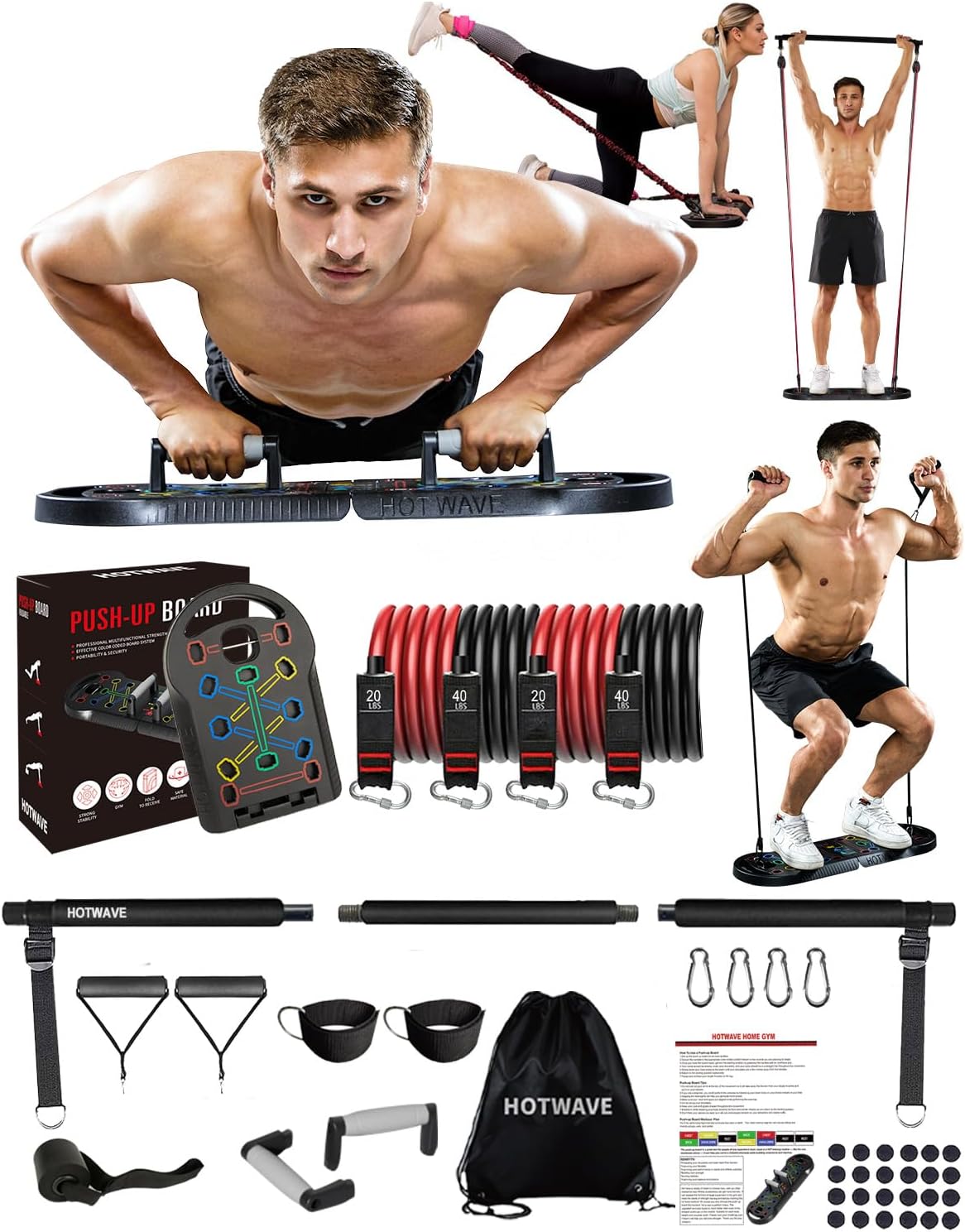 Push Up Board, Portable PushUp Board, Foldable 20 in 1 Push Up Bar | Multifunctional Pushup Handles for Floor, Professional Strength Training Equipment For Men and Women at Home Gym