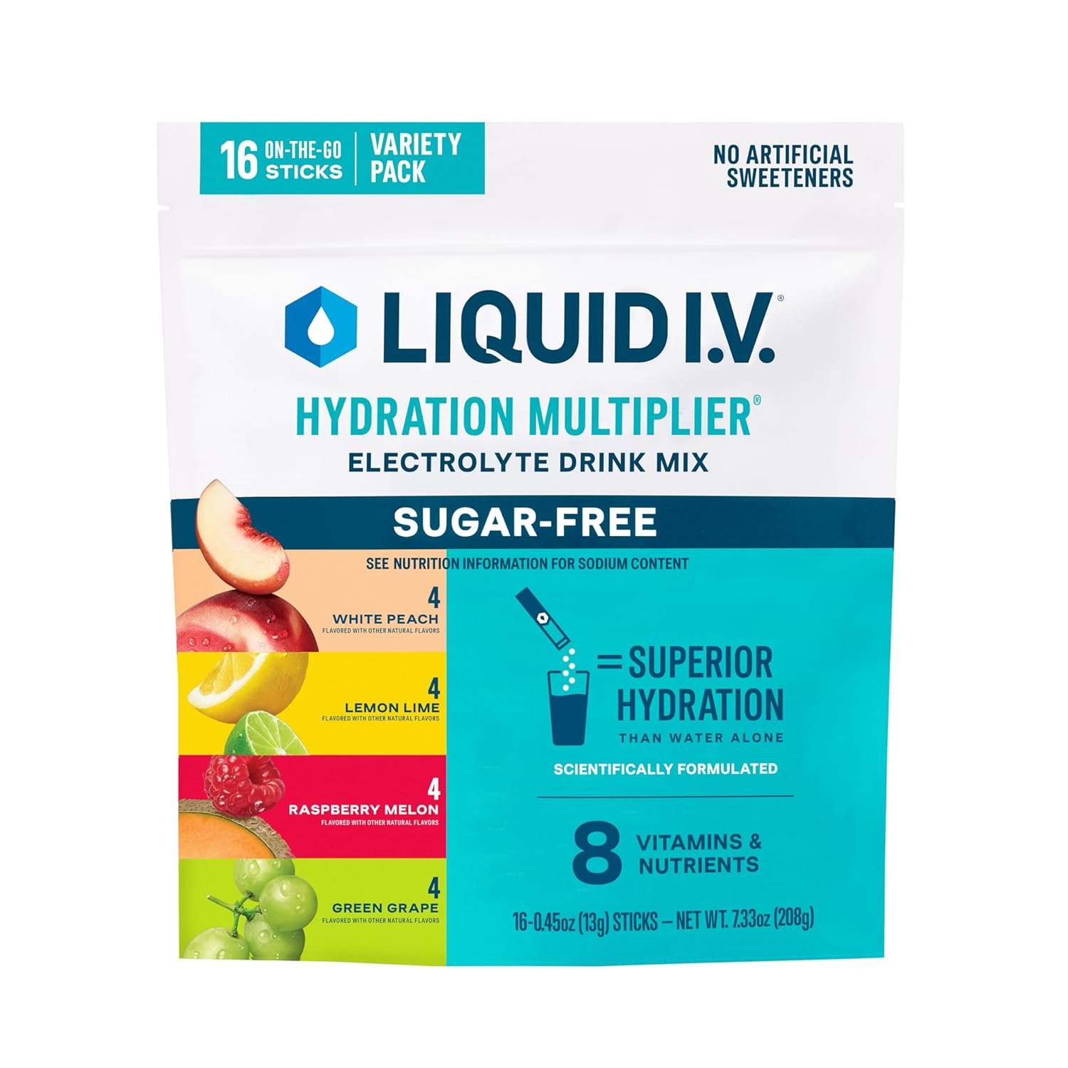 Liquid I.V. Sugar Free Hydration Electrolytes, Variety Pack, 16 Count