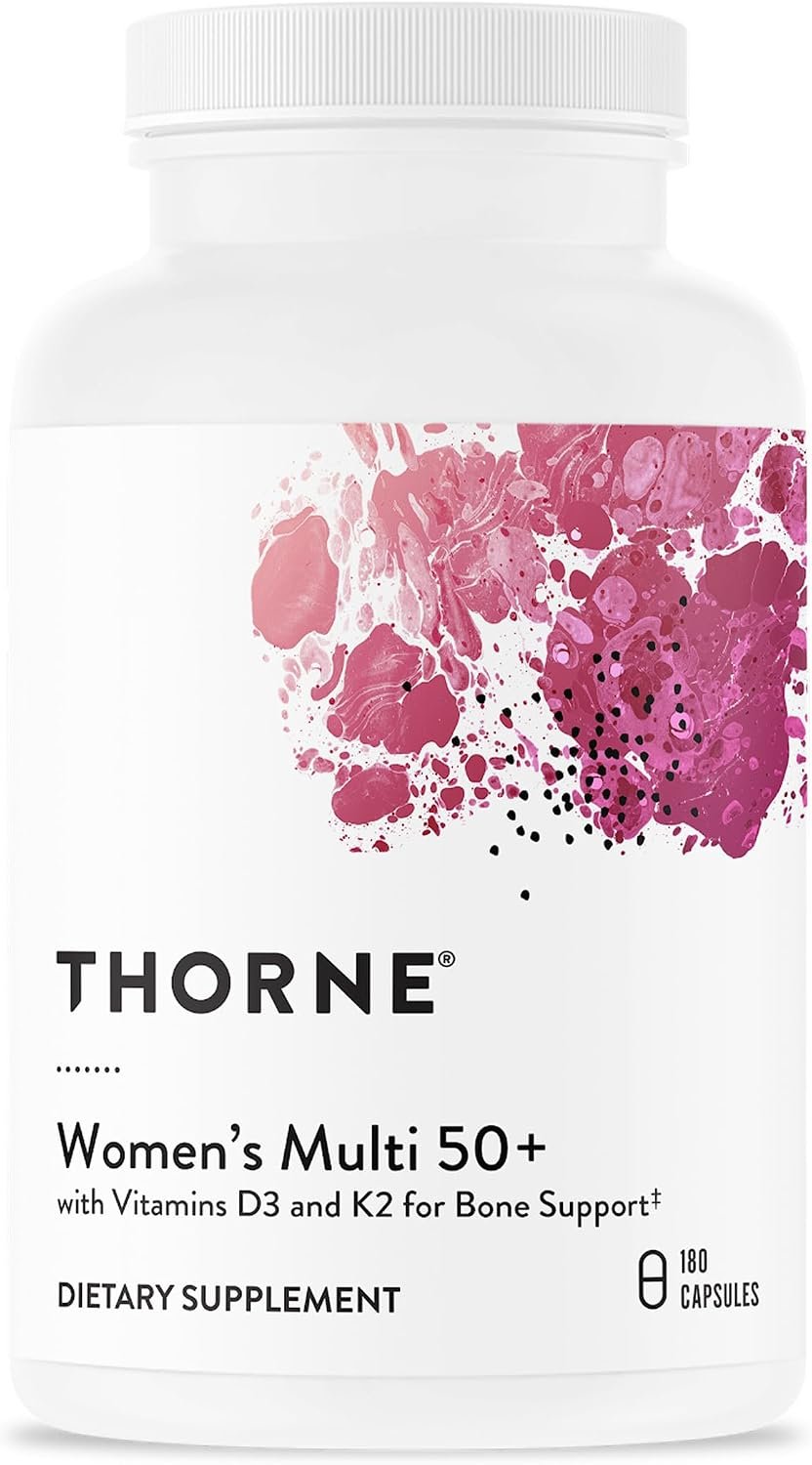 THORNE – Women’s Multi 50+ – Comprehensive Daily Multi with Vitamins A, B6, B12, C, D, E, K, Zinc & More – Support Heart, Brain, Bone & Immune Health* – Third-Party Certified – 180 Capsules